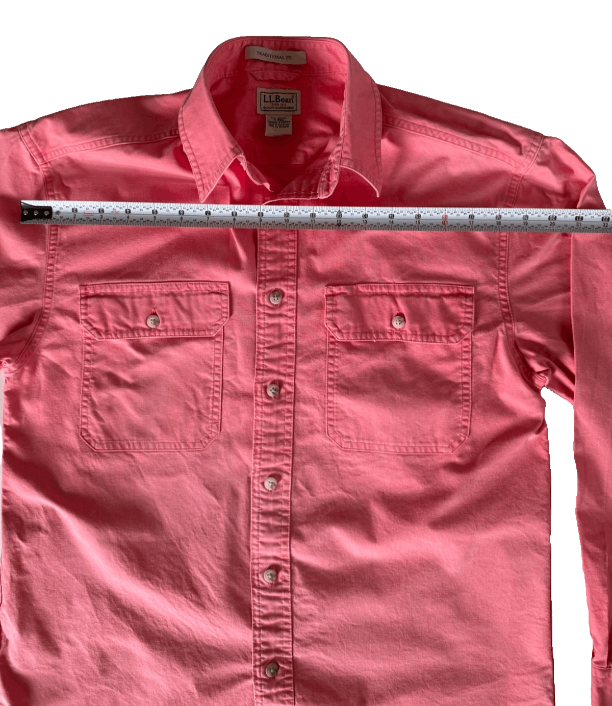 L.L. Bean LL Bean Mens Small Button Down Pink Coral Cotton Work Shirt Size US S / EU 44-46 / 1 - 3 Thumbnail
