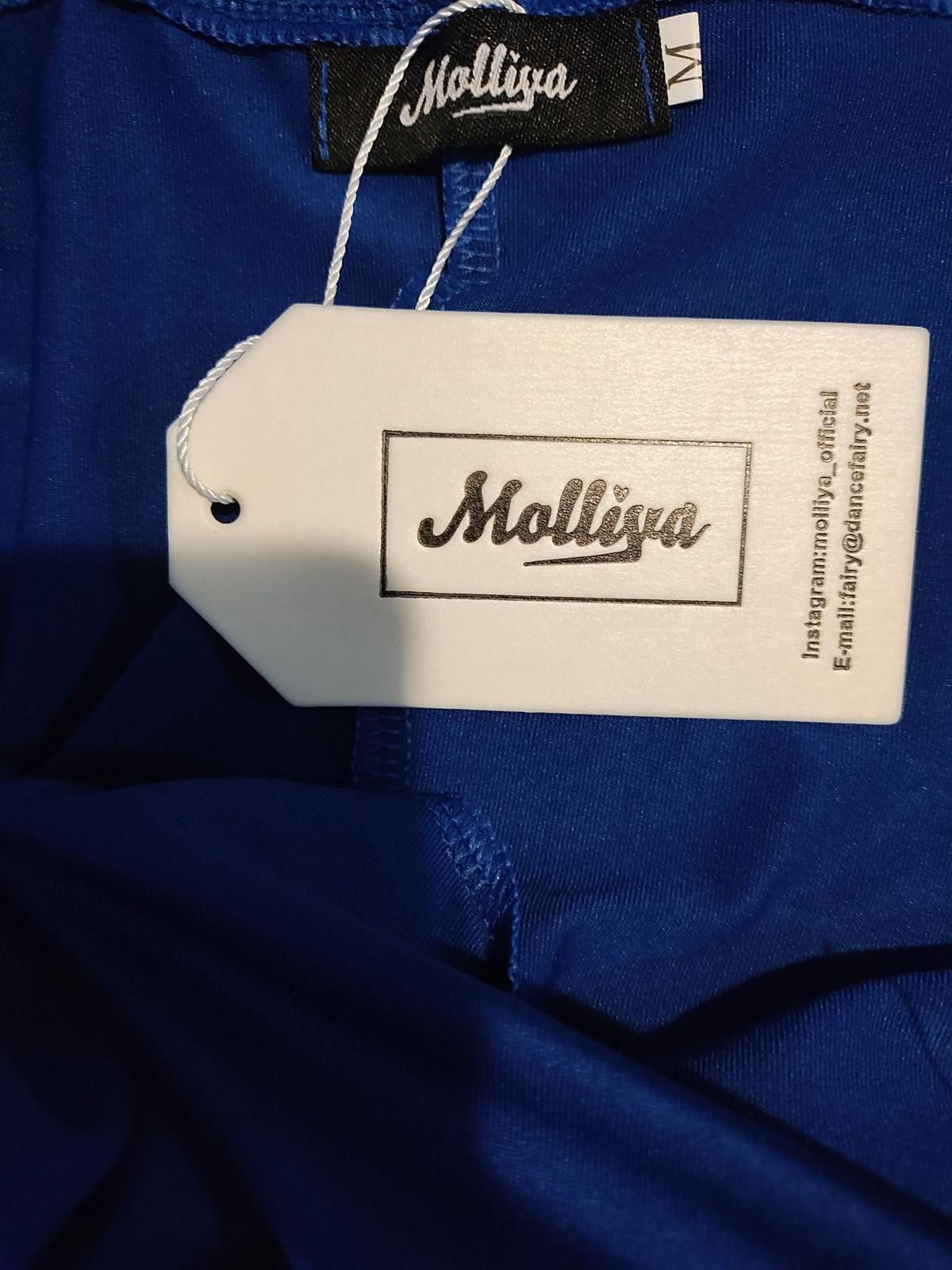 Designer Elegant Blue Evening Dress with Short Sleeves by Malliya Size M / US 6-8 / IT 42-44 - 6 Thumbnail
