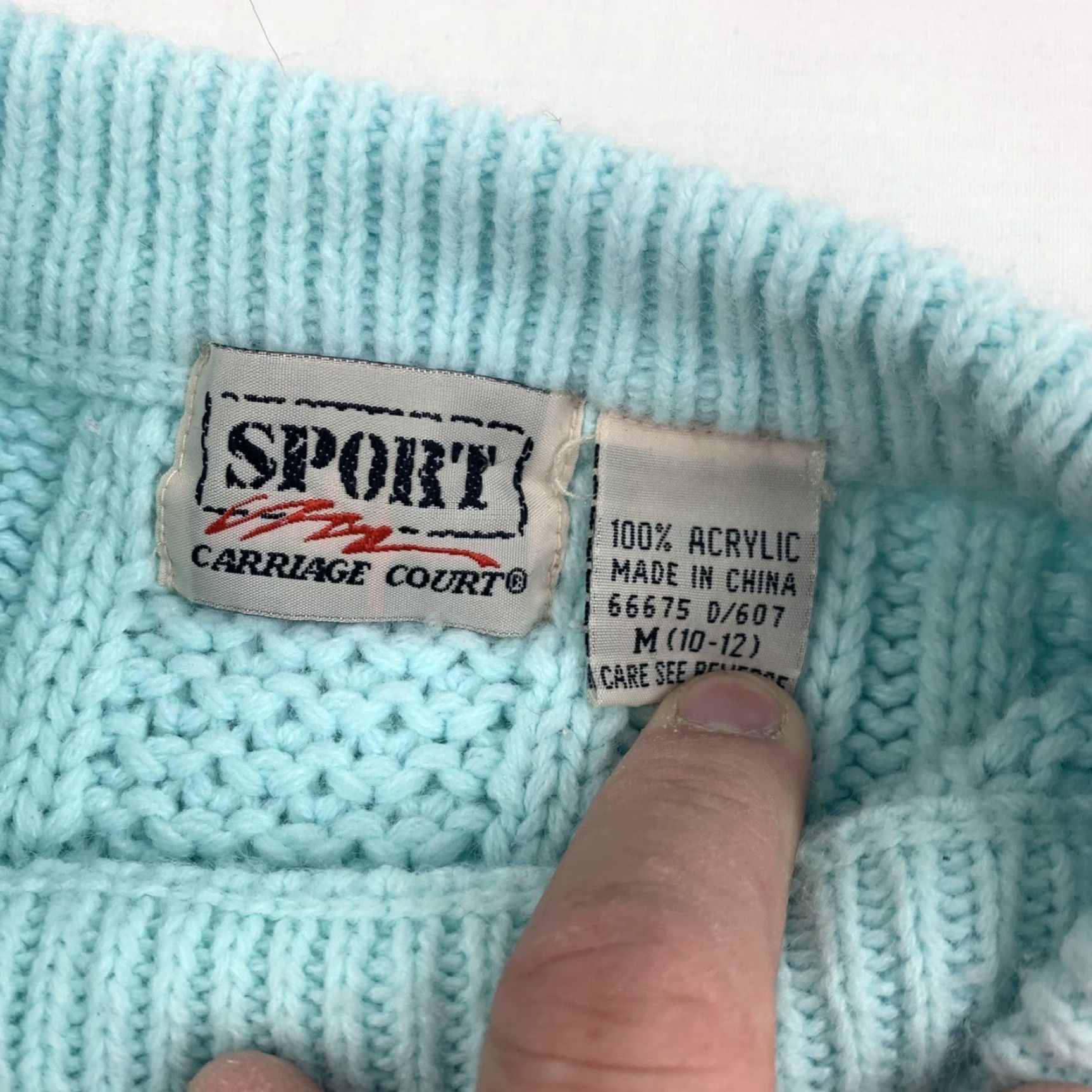 Vintage Vintage Carriage Court Sport Sweater Womens Medium Light Blue Knitted Pullover Size M / US 6-8 / IT 42-44 - 3 Thumbnail