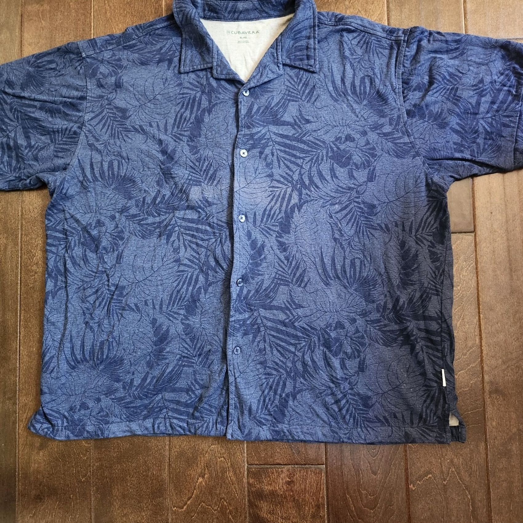 Cubavera Cubavera Men’s Floral Button-Up Shirt XL Navy Blue Short Sleeve Casual Mens Regular Fit Size US XL / EU 56 / 4 - 2 Thumbnail