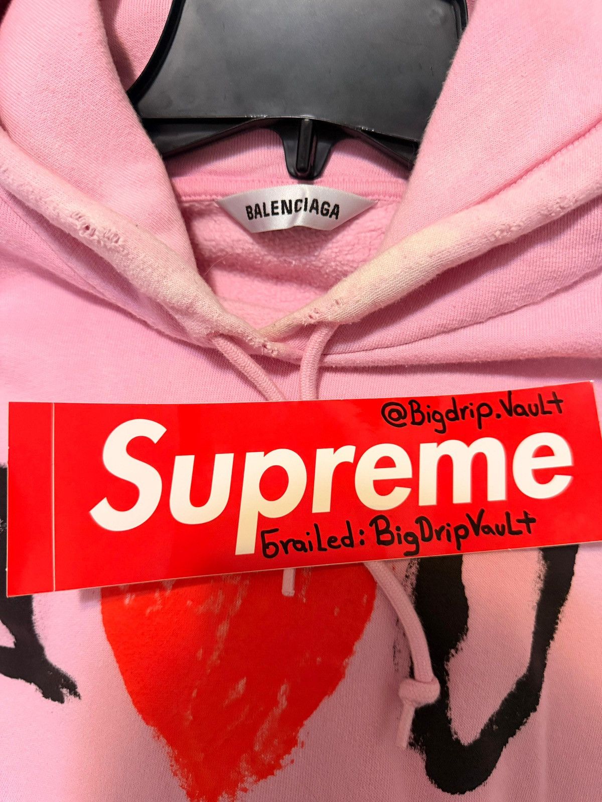 Balenciaga I Love You-Pink Balenciaga Distressed hoodie Size US XS / EU 42 / 0 - 5 Thumbnail