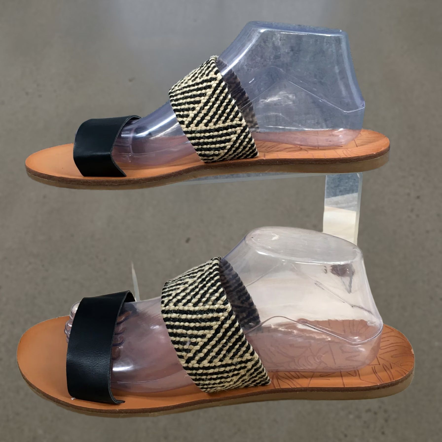 Dolce Vita DV by Dolce Vita Sandals Womens Slide Black Leather Two Strap Slip On Casual 11 Straps Leather DVSL etc Size US 11 / IT 41 - 1 Thumbnail