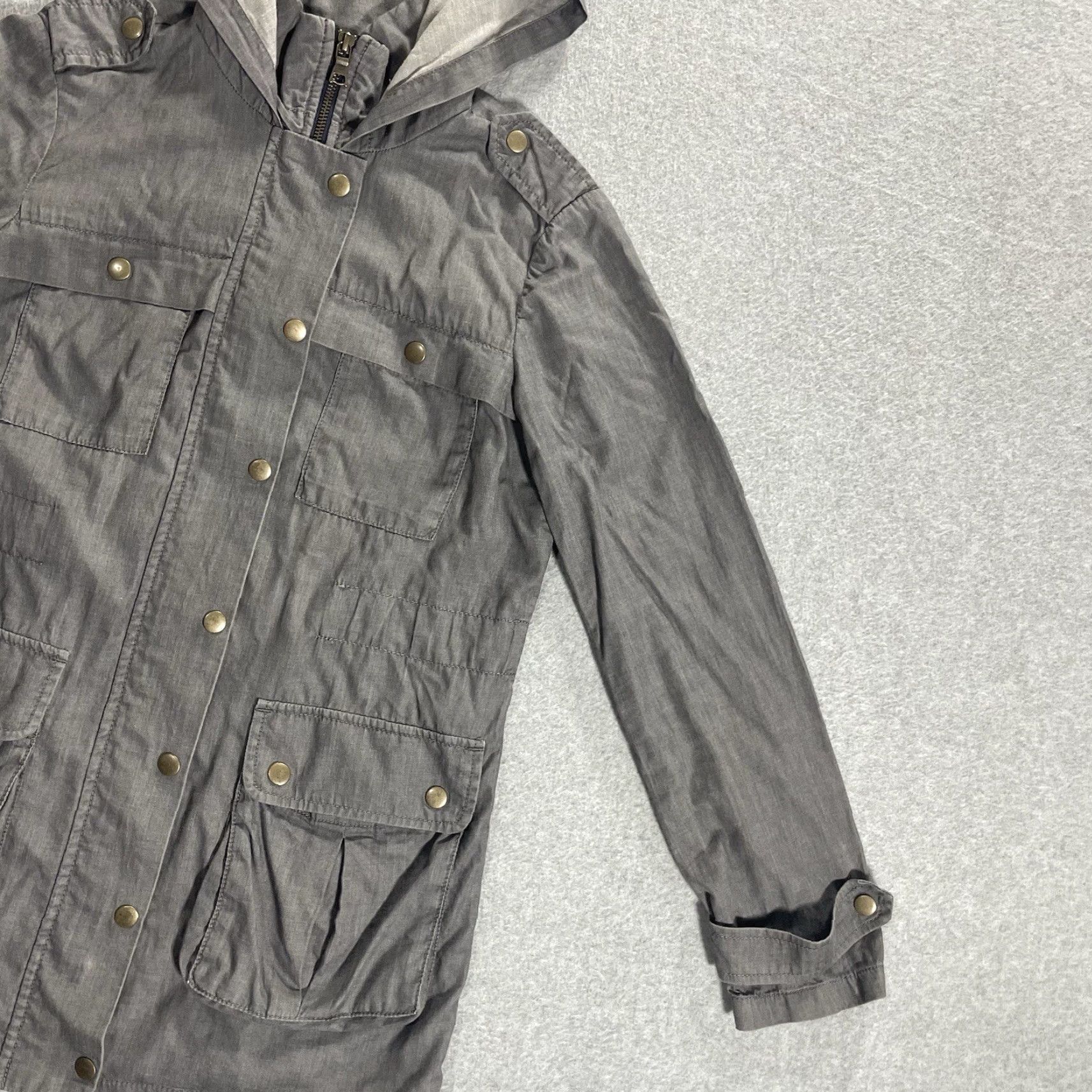 Banana Republic Banana Republic Jacket Chambray Hooded Coat XS Womens Full Zip Pockets Gray Military Style 90s Size XS / US 0-2 / IT 36-38 - 6 Thumbnail