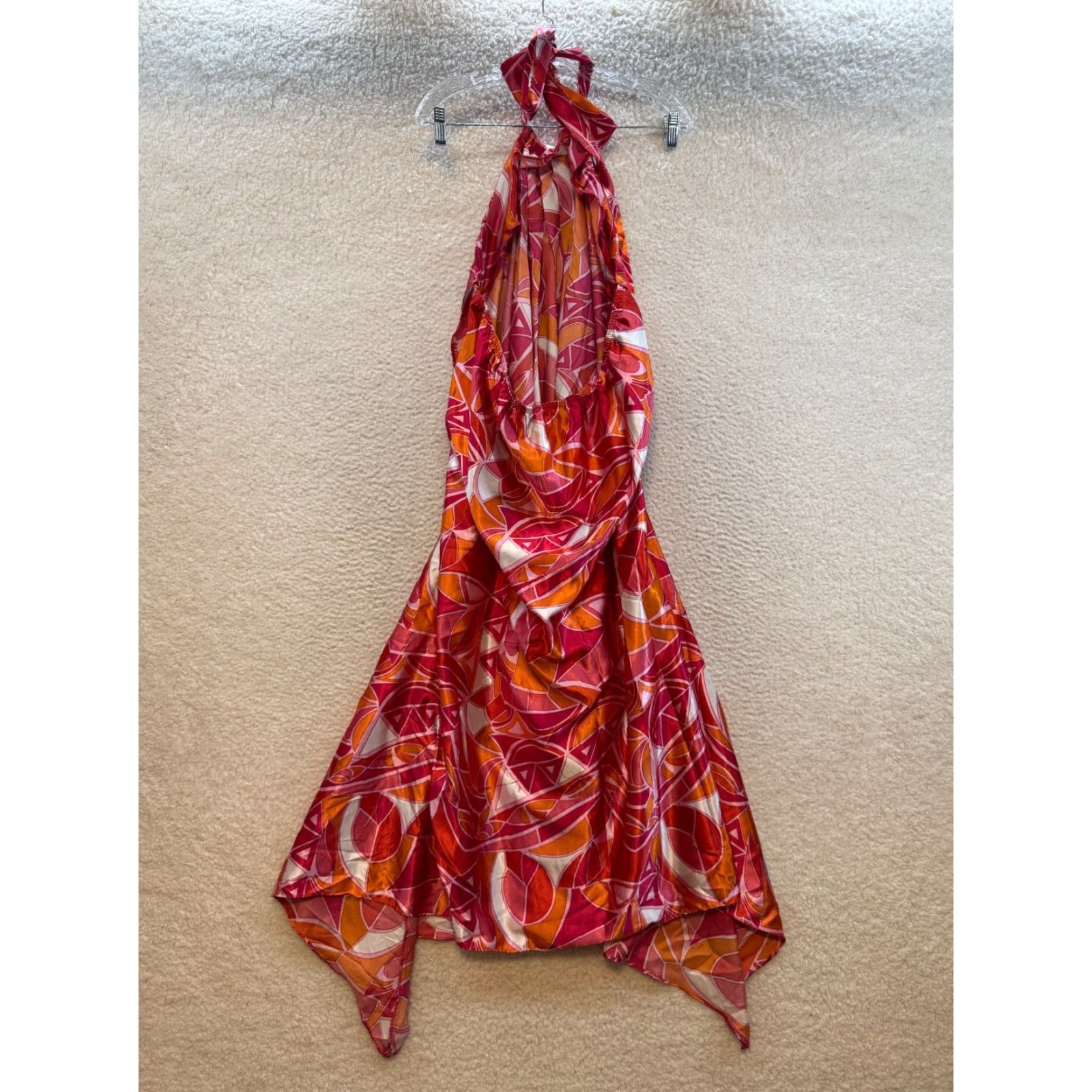 Pinko VINTAGE Y2K Halter Midi Maxi Dress Satin 2XL Pink Orange Sleeveless Boho Ashro Size XXL / US 16-18 / IT 52-54 - 2 Thumbnail