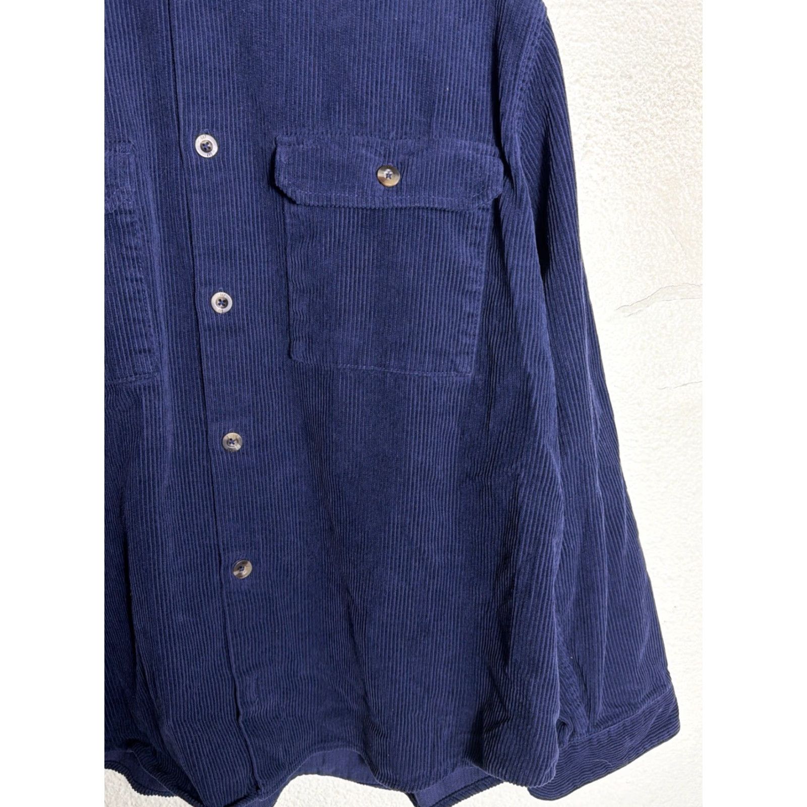 Gap Gap Shirt Mens XL Long Sleeve Navy Blue Corduroy Button-Up Size US XL / EU 56 / 4 - 5 Thumbnail