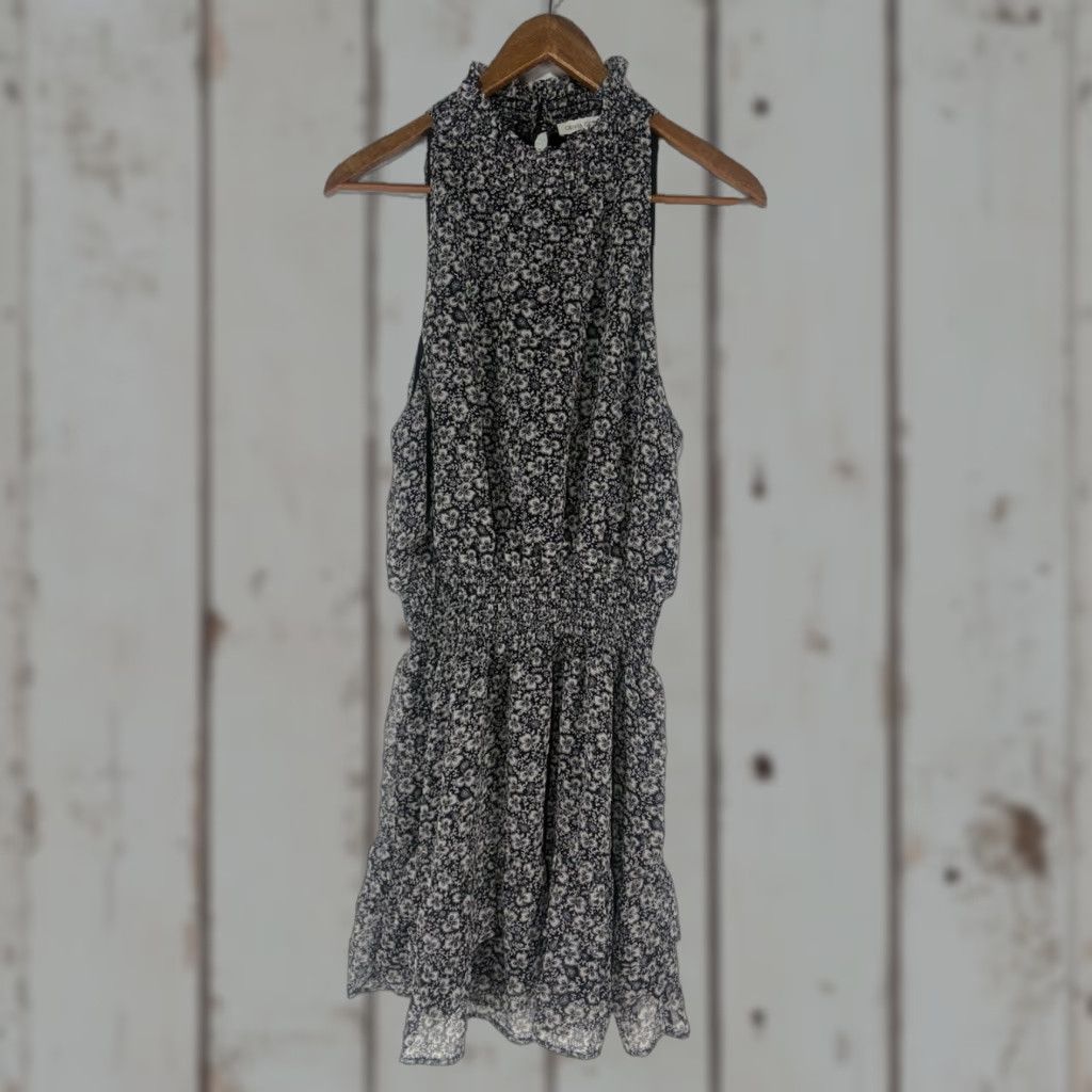 Vintage Olivia Grey Blk/Wht Floral Hi Neck Sleeveless Midi Dress Womens Size L Size L / US 10 / IT 46 - 1 Thumbnail