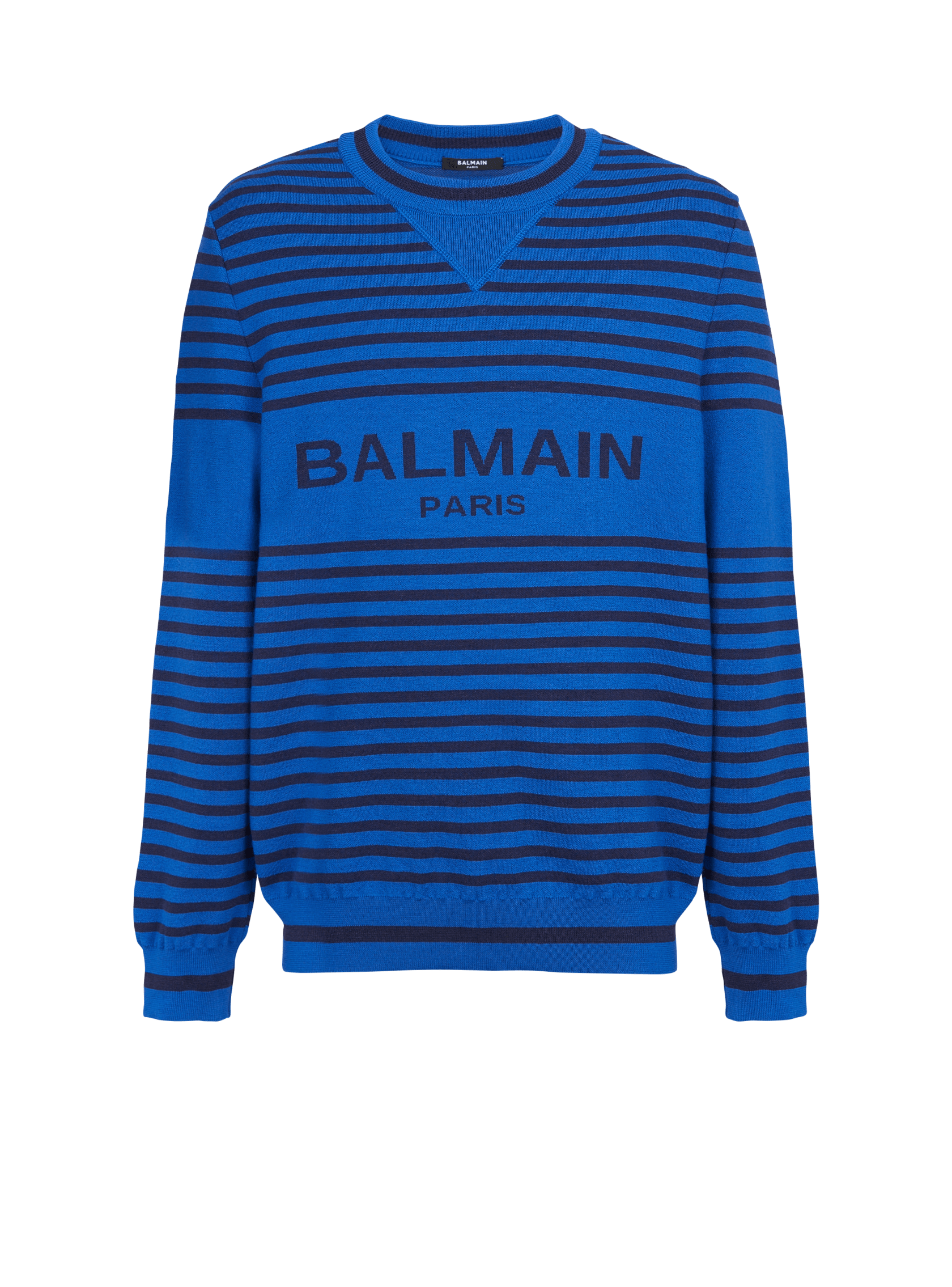 image of Balmain O1W1Db0124 Crewneck Sweater In Black Blue, Men's (Size XL)