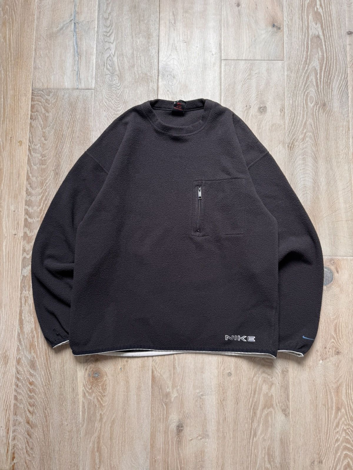 Nike × Vintage Vintage 90s Nike Fleece Teddy Spell Out Crewneck Sweater Size US L / EU 52-54 / 3 - 1 Thumbnail
