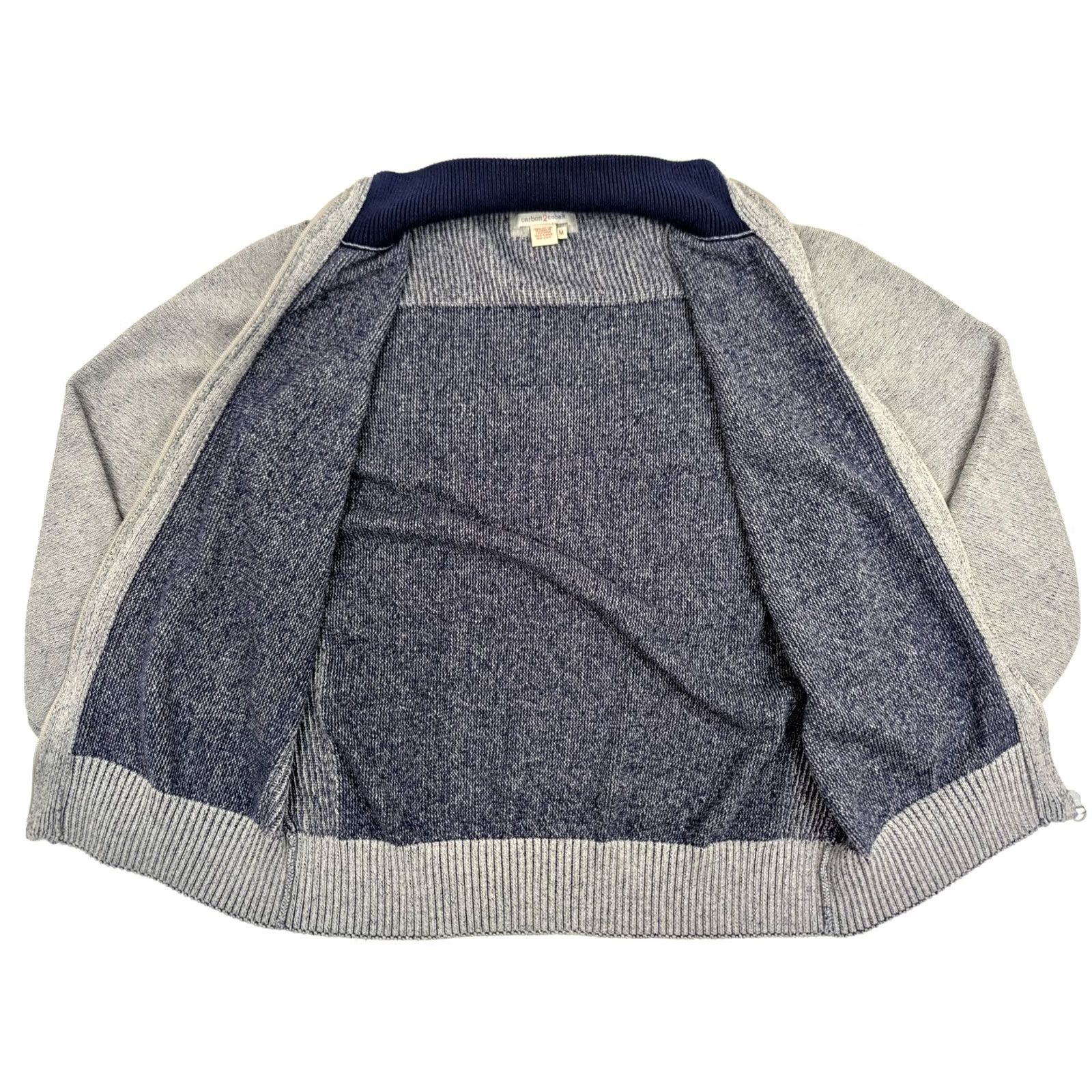 Carbon2Cobalt Carbon 2 Cobalt Full Zip Knit Sweater Cardigan Jacket Men M Gray Navy Blue Size US M / EU 48-50 / 2 - 3 Thumbnail