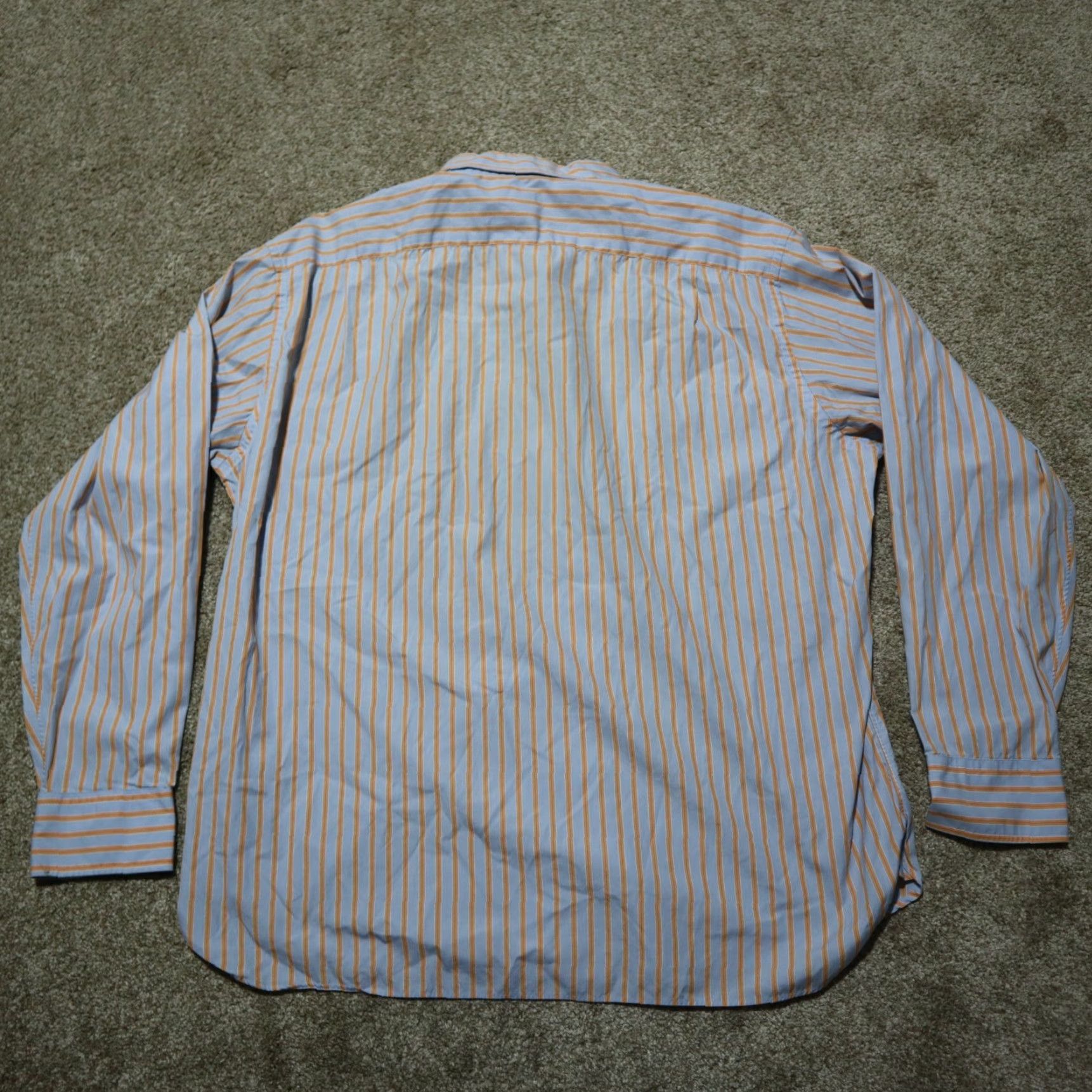 J.Crew J.Crew Men's Button up Shirt 2 ply Blue With Orange Stripes Size 17 17.5 Size US XL / EU 56 / 4 - 8 Thumbnail