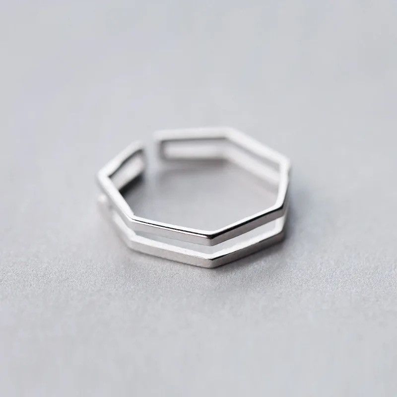 Handmade × Jewelry Abstract Ring Angles Silver Modern Punk Art Psychedelic Size ONE SIZE - 2 Thumbnail