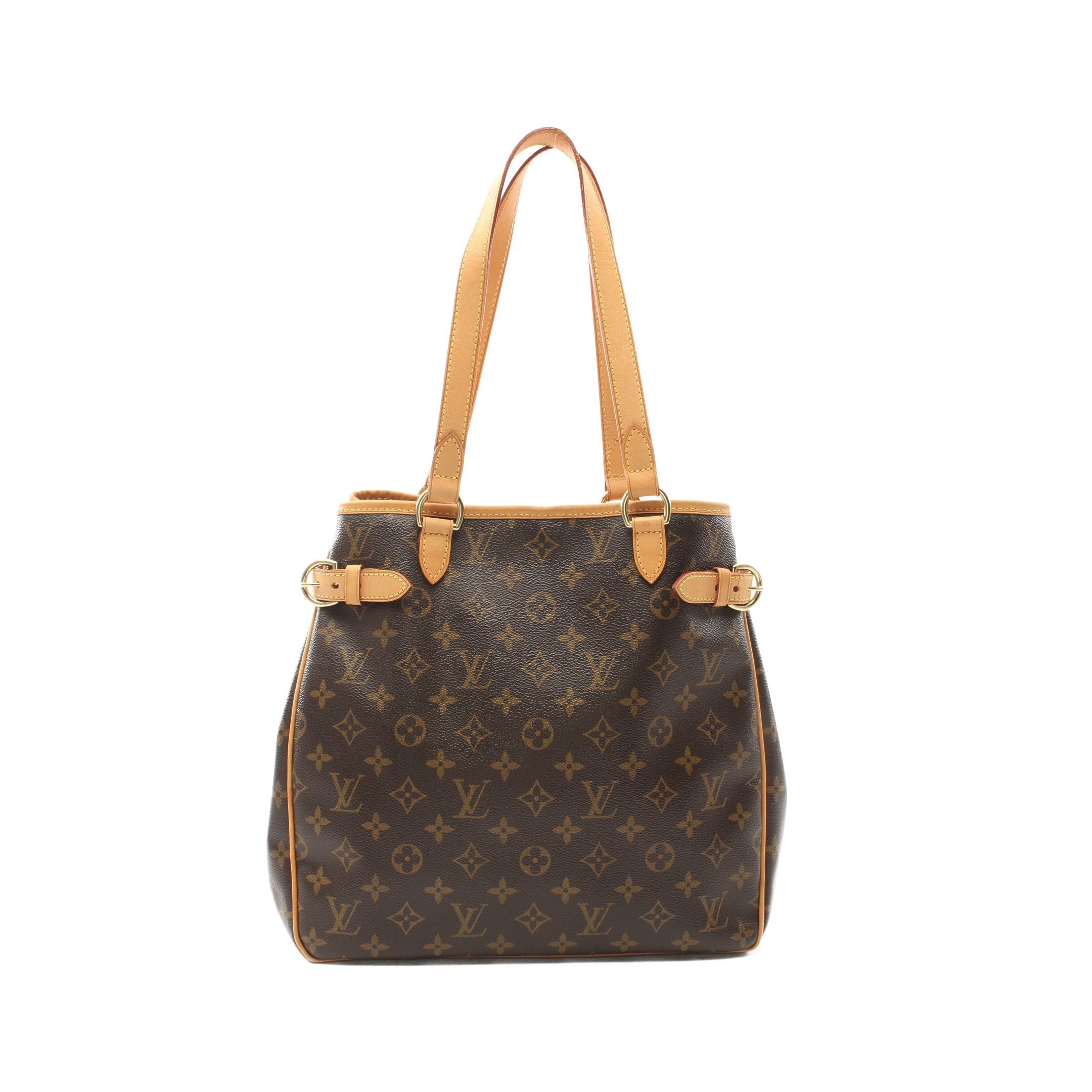 Louis Vuitton Batignolles Vertical Monogram Shoulder Bag Tote Leather Brown