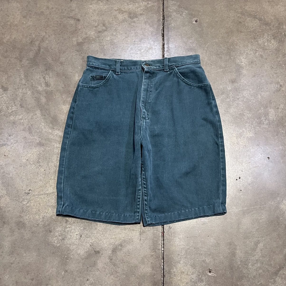 Lee Vintage 90s Lee Denim Jean Shorts Hunter Green Faded Skater Size US 31 - 5 Thumbnail