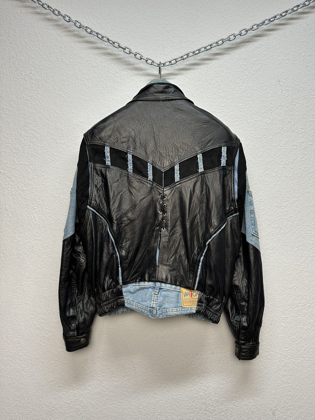 Vintage Vintage Junya Watanabe Style Leather Denim Jacket Rick Owens Size US L / EU 52-54 / 3 - 8 Thumbnail
