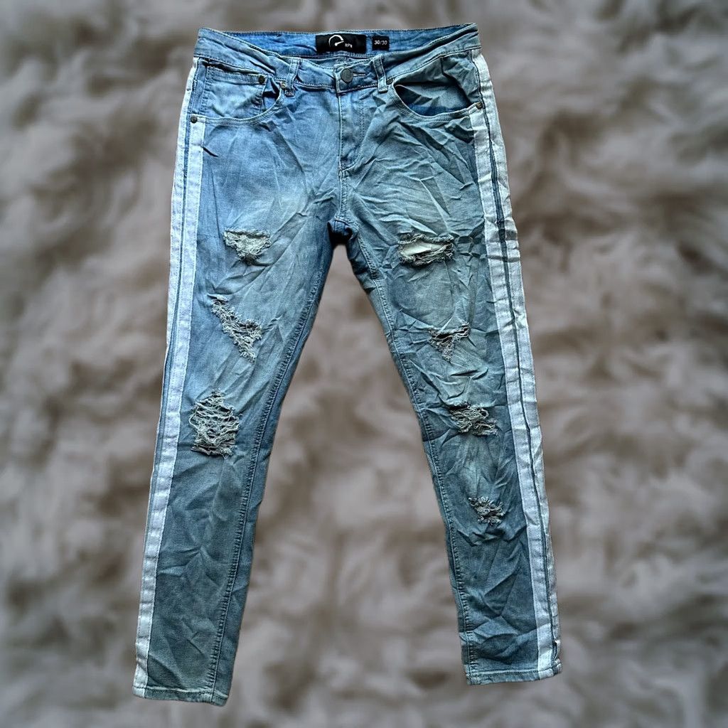 Denime RPM Jeans Womens Mid Rise Skinny Distressed Blue Lighter Wash Denim 30x29 Size 30" / US 8 / IT 44 - 1 Thumbnail