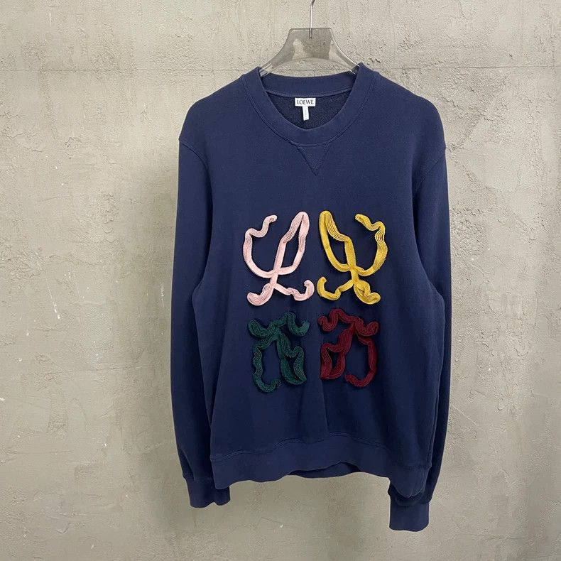 Loewe LOEWE Cang Qing color bar Logo round neck hoodie Size L / US 10 / IT 46 - 1 Thumbnail