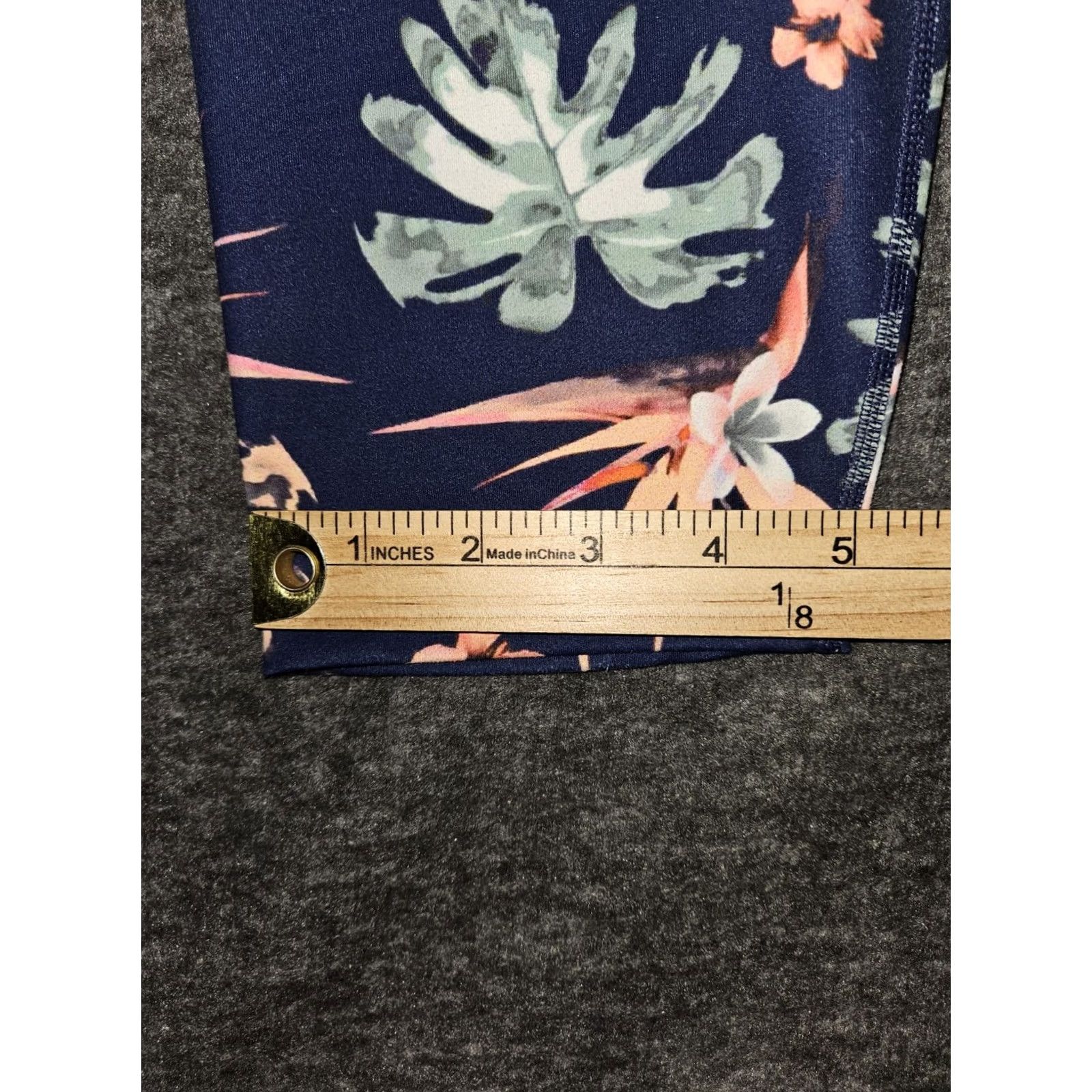 Vintage Walkpop Leggings Women's L Cropped Navy Blue Floral Active Yoga Gym Walking Size 36" / US 14 / IT 50 - 6 Thumbnail