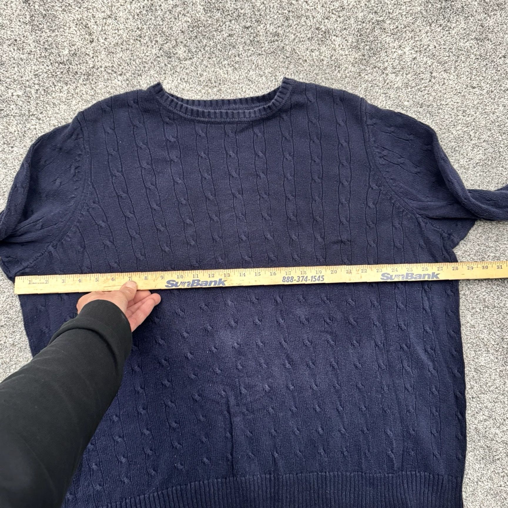 Vintage Woman Within Sweater Women 3X Plus 30/32 Fisherman Grandmacore Warm Preppy 2010s Blue Cotton Knit Crew Neck Long Sleeve Pullover All Seasons Casual Size XXL / US 16-18 / IT 52-54 - 3 Thumbnail