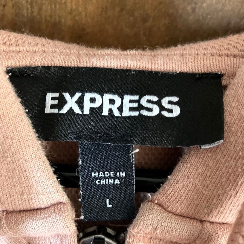 Vintage Express Womens Sweatshirt Light Pink Pullover 1/4 Zip Hoodie Large Stretch Size L / US 10 / IT 46 - 6 Thumbnail