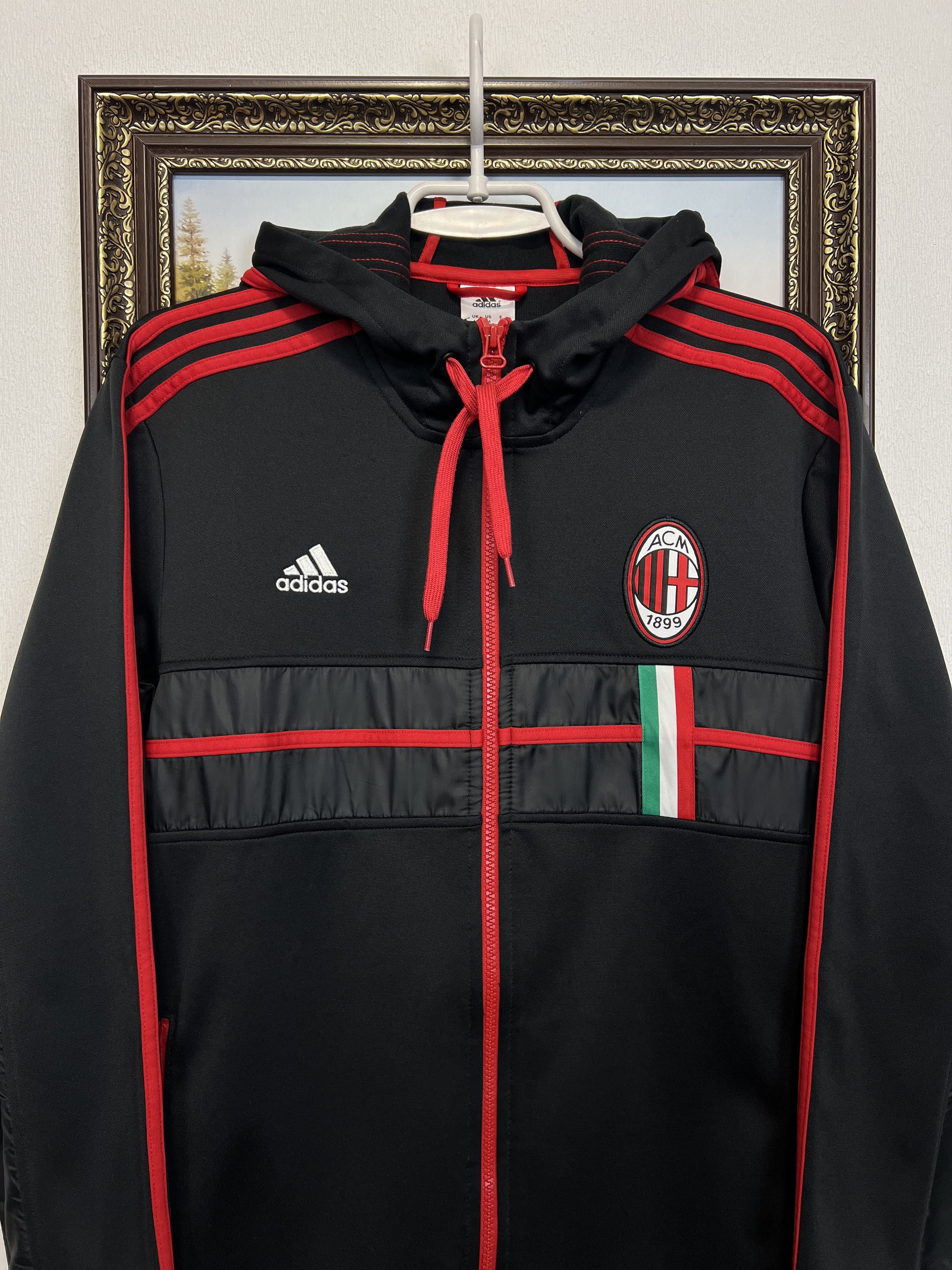 Adidas Vintage AC Milan Football Hooded Jacket Maglia Track Top Size US M / EU 48-50 / 2 - 2 Thumbnail