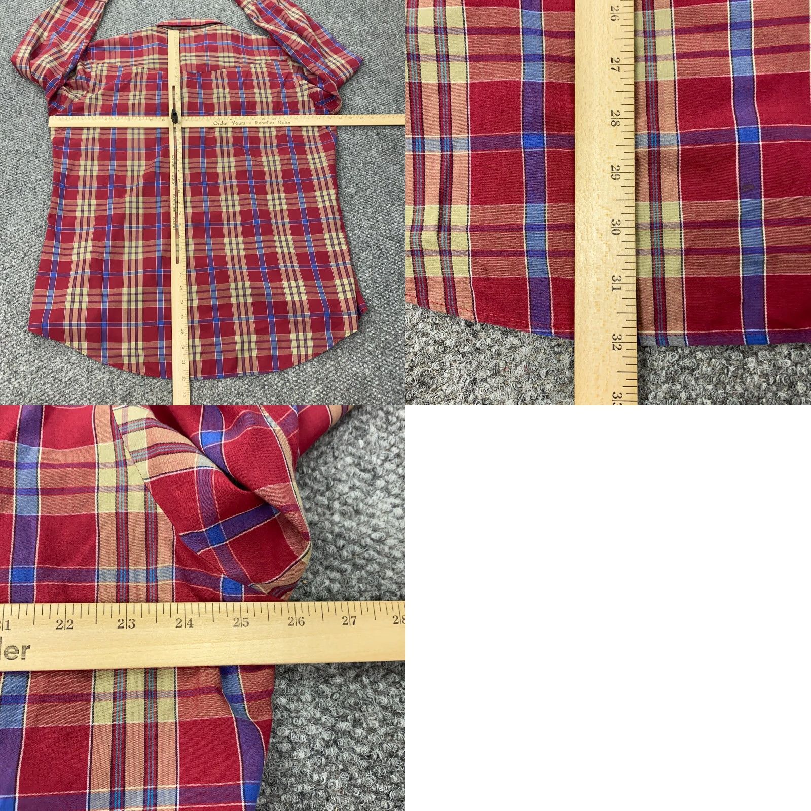 Armani VINTAGE Karman Shirt Mens XL Red Plaid Pearl Snap Long Tail USA Size US XL / EU 56 / 4 - 8 Thumbnail