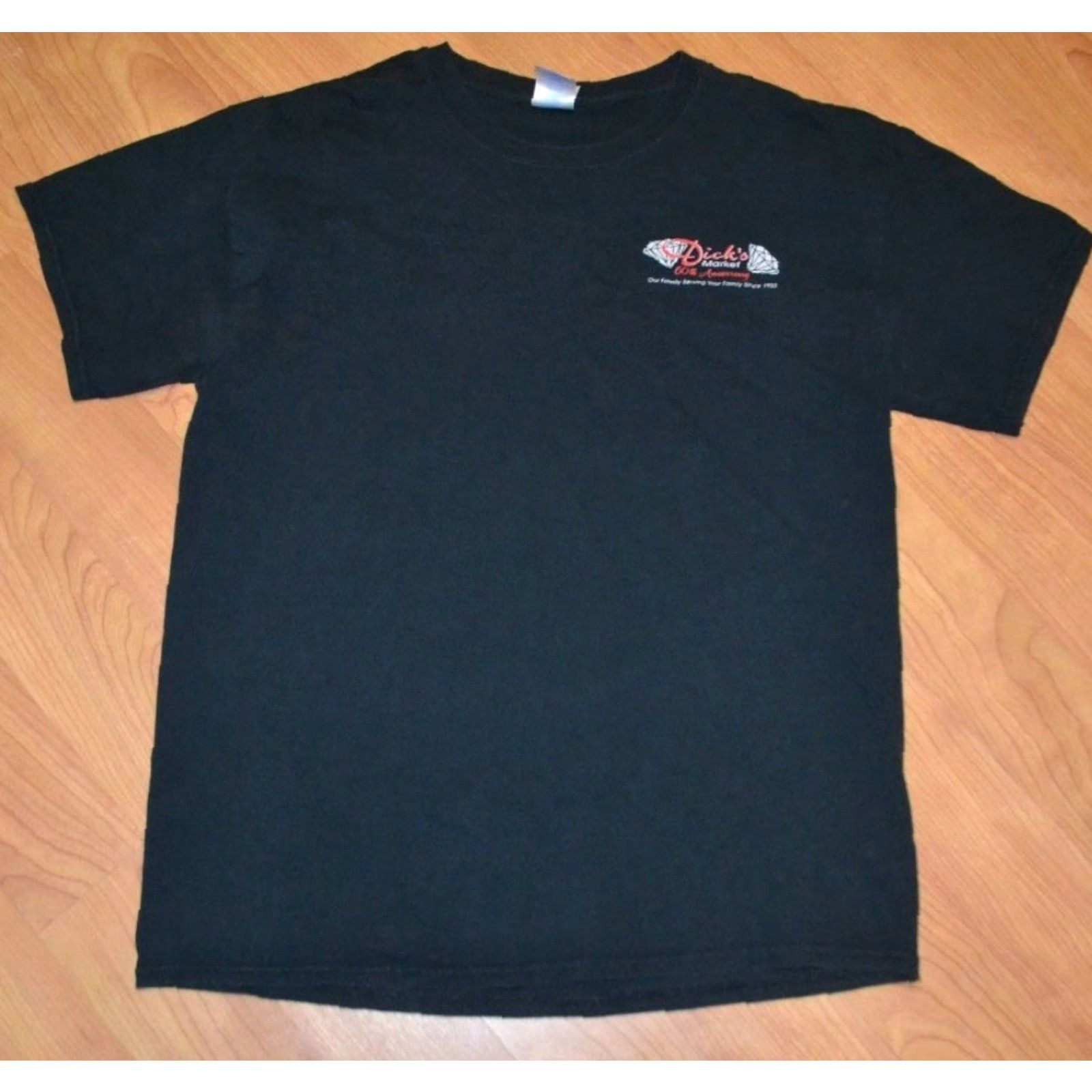 Gildan Dicks Market 60th Anniversary T Shirt Kielbasa Built Dorr MI Men L Black 100% Cotton Gildan Graphic Tee Short Sleeve Shirt Size US L / EU 52-54 / 3 - 3 Thumbnail