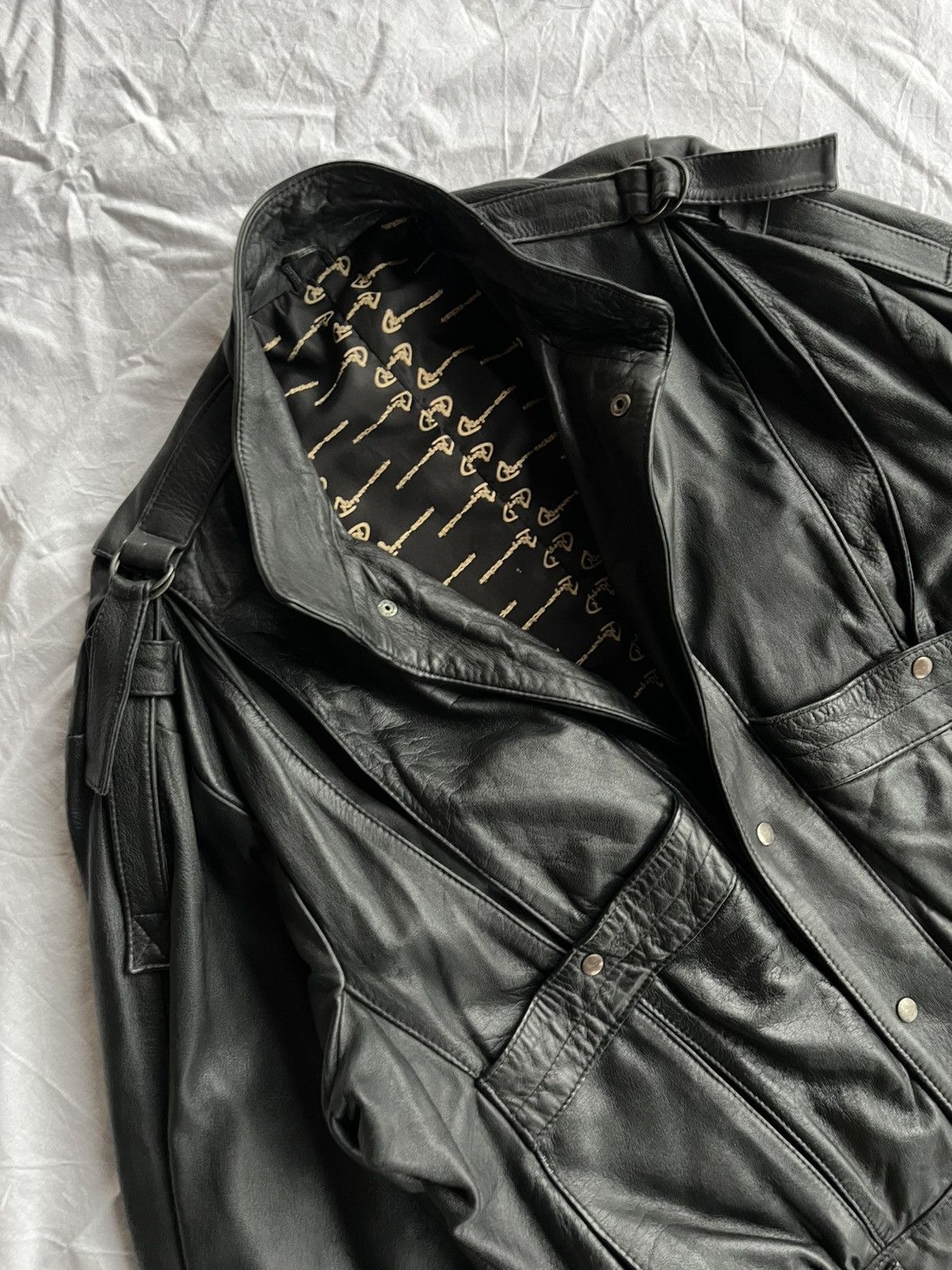 Japanese Brand Vintage Black Leather Batwing Jacket 90s Statement Size US M / EU 48-50 / 2 - 7 Thumbnail