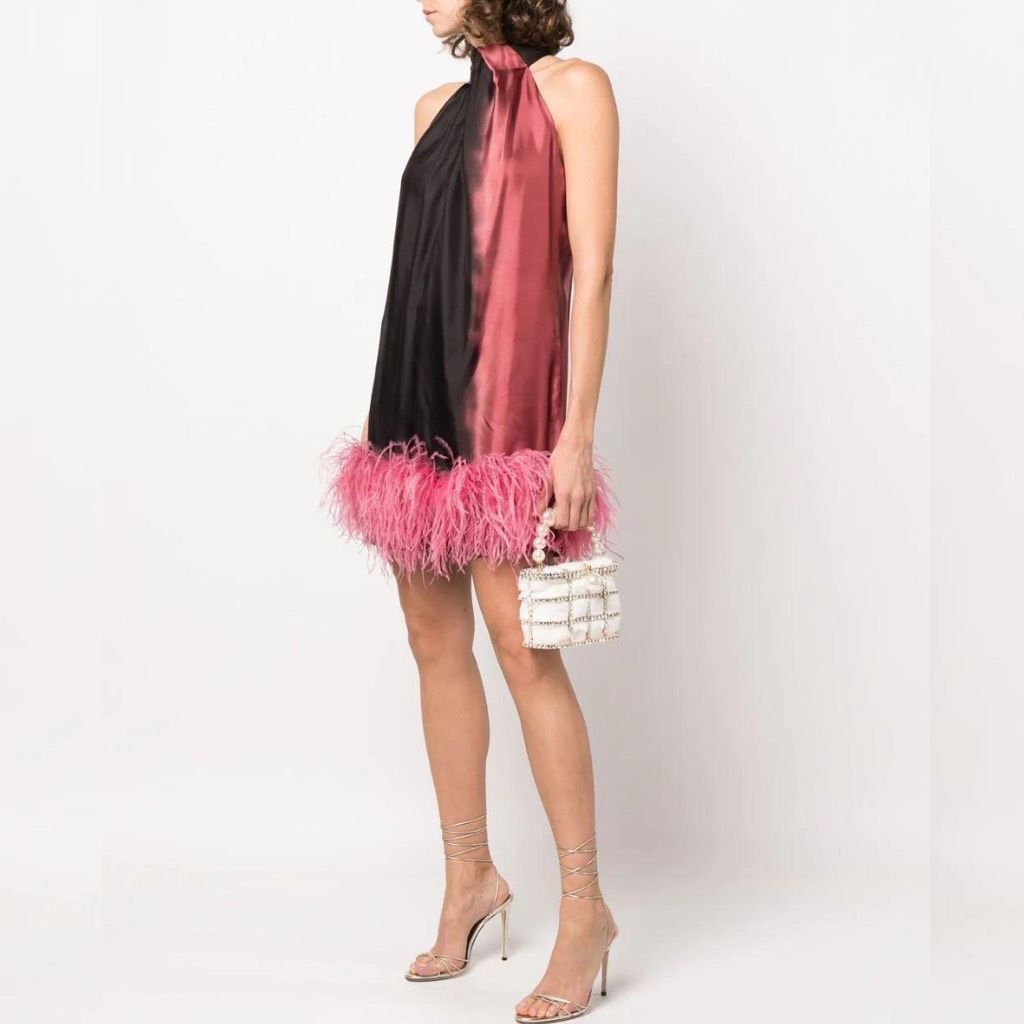 strapless open back dress Feather Embellished Sequin Long Party Dress With Tail  Sultan Dress
