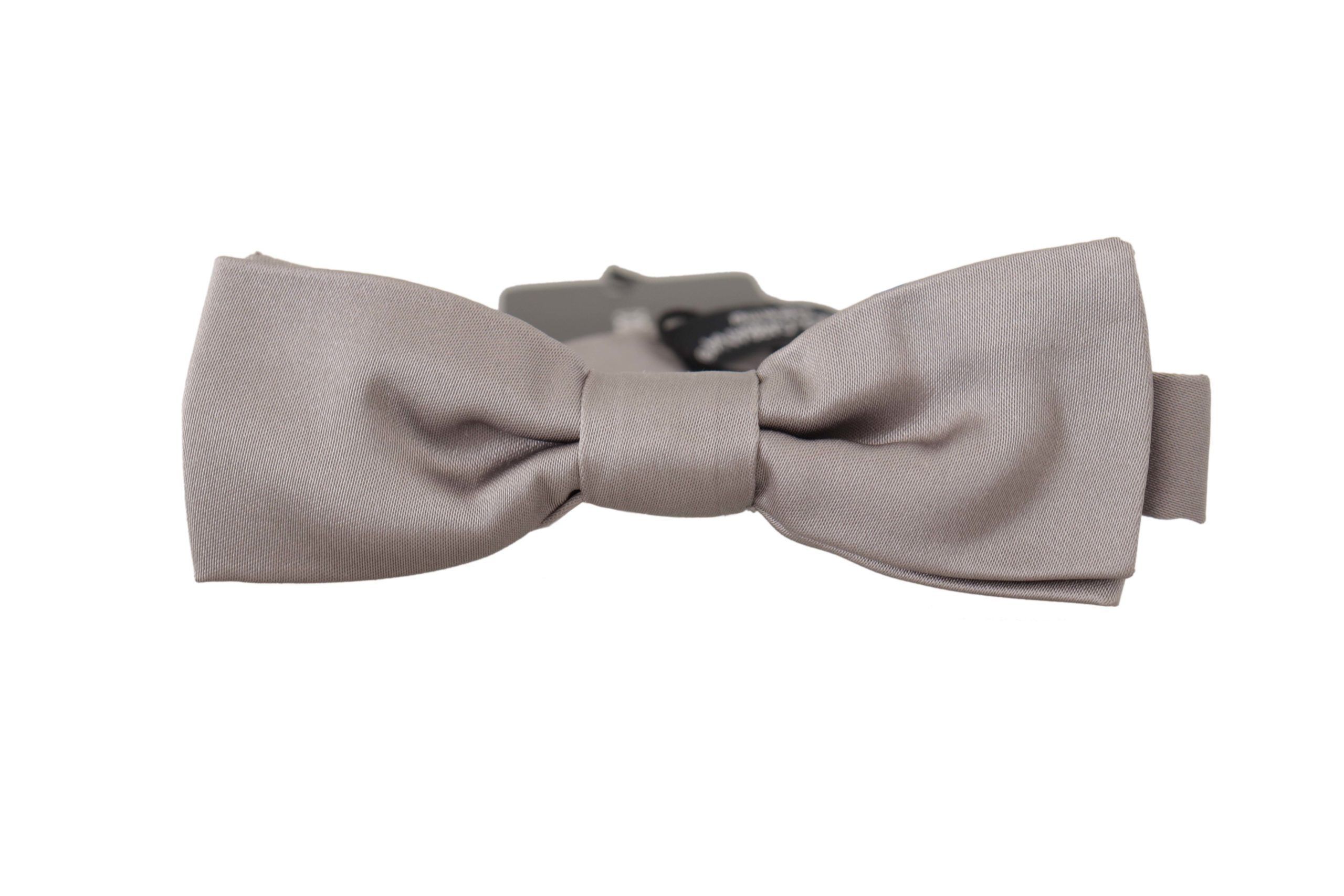 Dolce & Gabbana Elegant Silver Silk Bow Tie for Sophisticated Men's Evening Size ONE SIZE - 1 Thumbnail