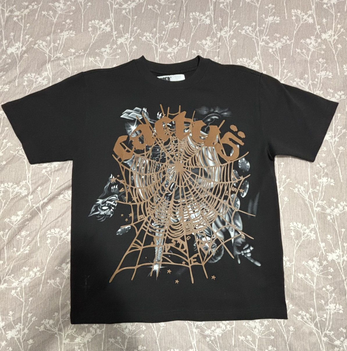 Cactus Jack × Sp5der Airbrush Tシャツ Black○関送無料○ Spider × Travis Scott Cactus Jack by Travis Scottx Sp5der