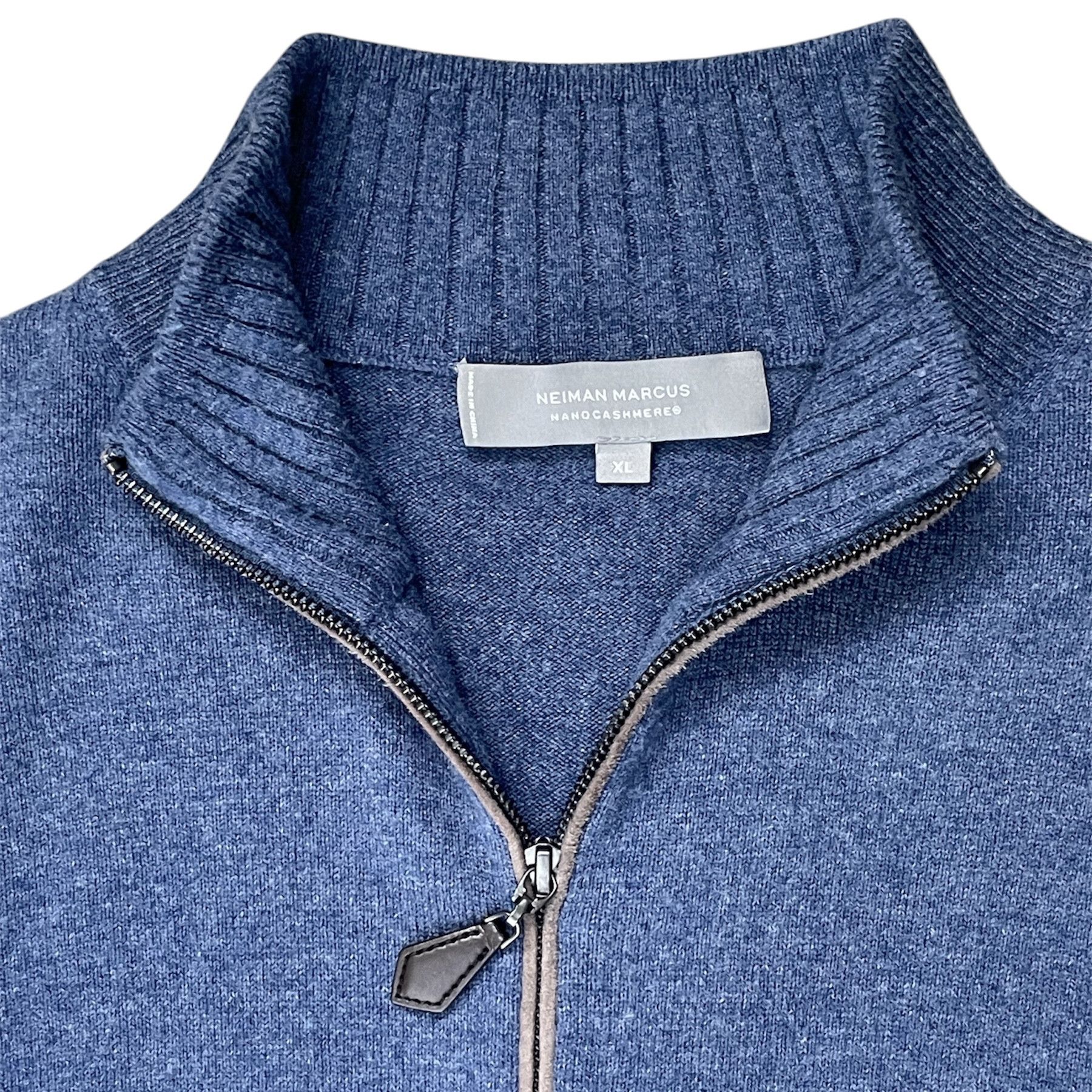 Neiman Marcus Neiman Marcus Blue Quarter Zip Sweater Size US XL / EU 56 / 4 - 4 Thumbnail