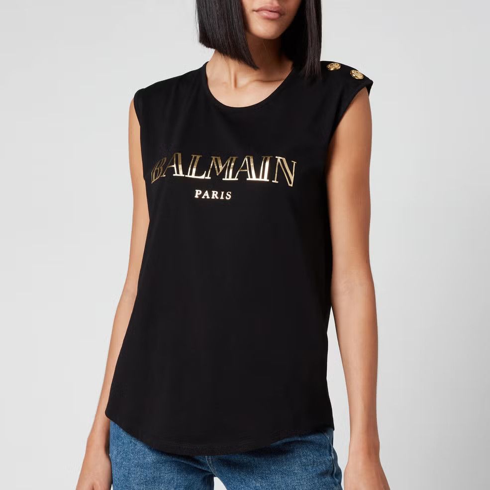 Balmain Black Metallic Gold Logo Lion Buttons Tank Top Size XS / US 0-2 / IT 36-38 - 2 Thumbnail