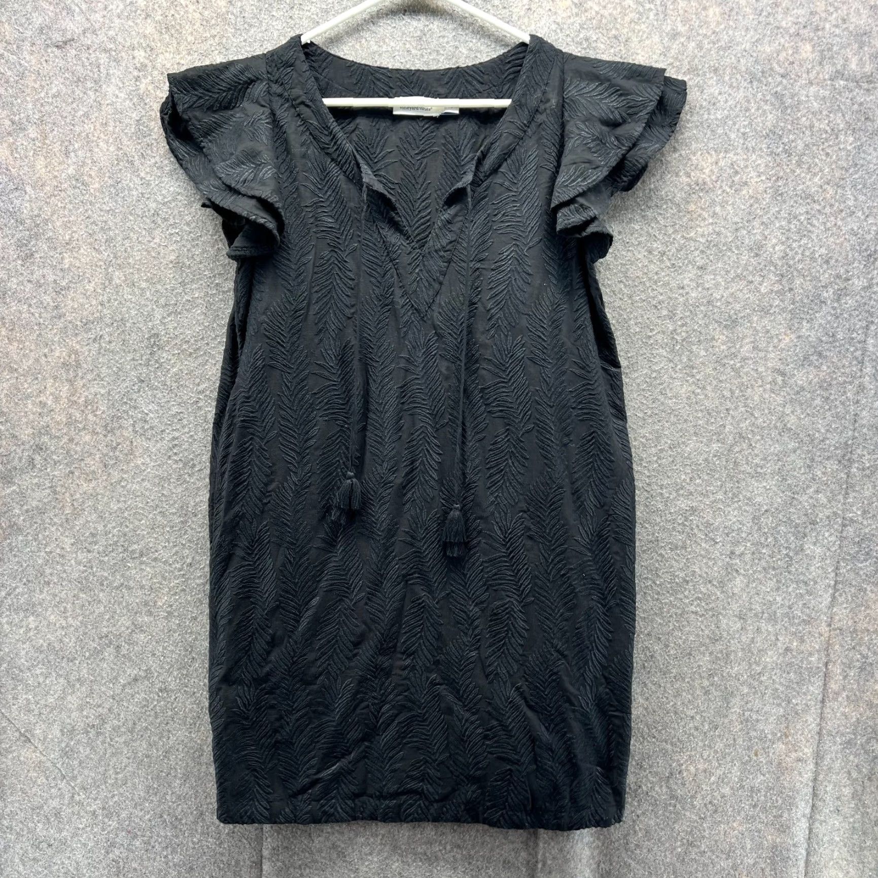 Vineyard Vines Vineyard Vines Shirt Dress Women Small Black Floral Embroidered A-Line Pencil Dress Knee Length Women's Size S / US 4 / IT 40 - 2 Thumbnail