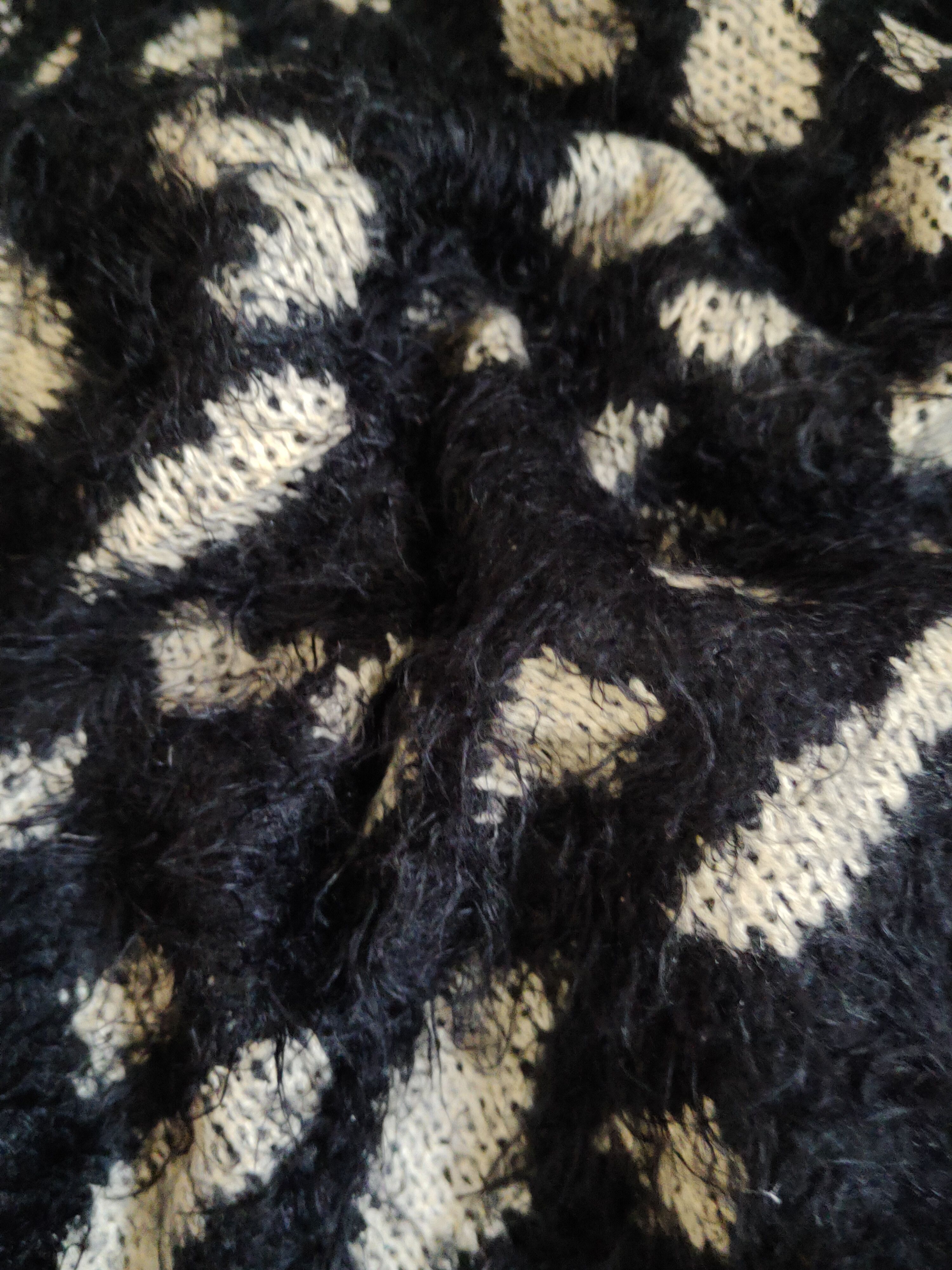 Homespun Knitwear Anryanry Black Cream Shag Shaggy Fur Mohair Knitwear #S2164 Size M / US 6-8 / IT 42-44 - 10 Thumbnail
