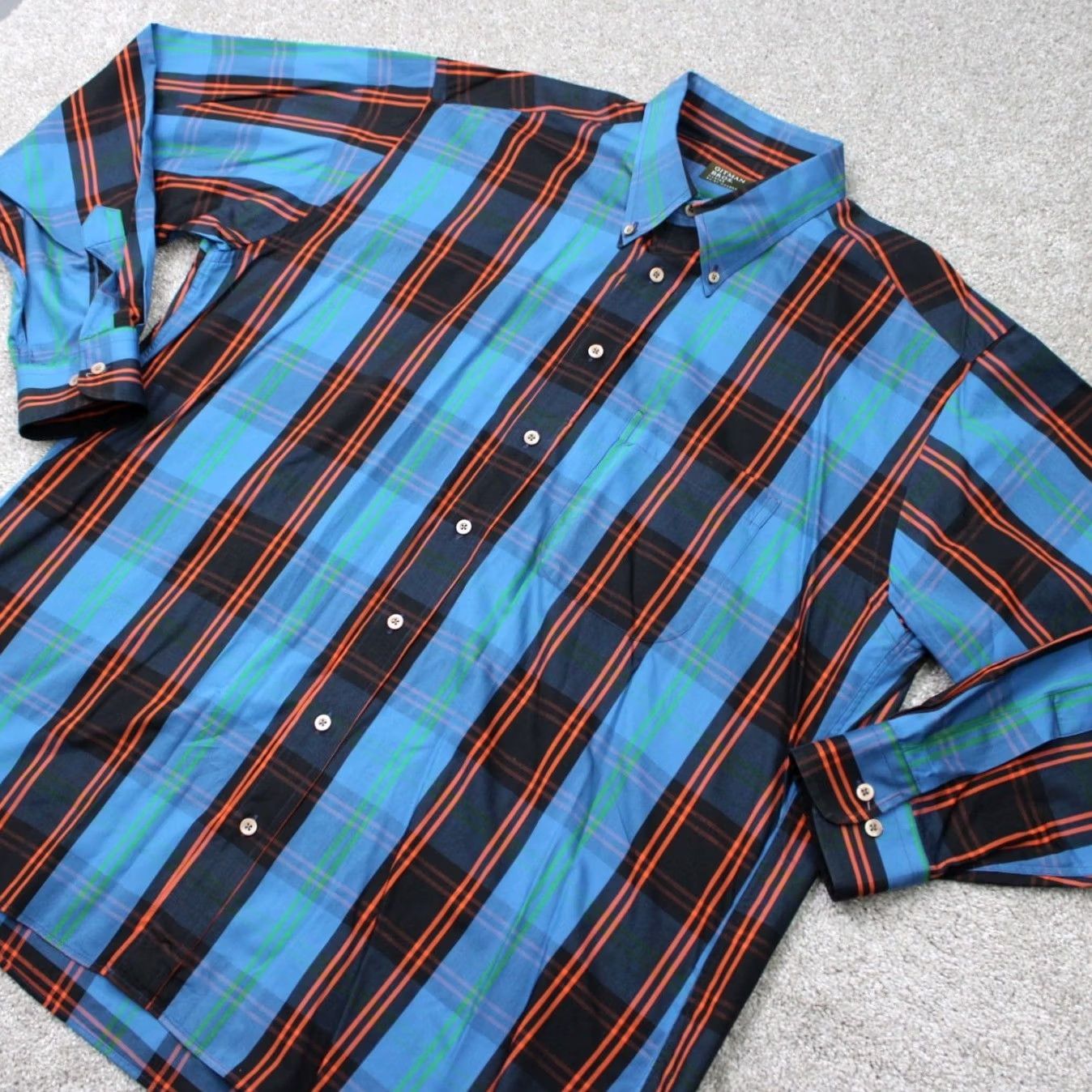 Vintage Gitman Bros Shirt Mens XL Blue/Orange/Black 100% Cotton Long Sleeve Button-Down Model: Sportsman Vintage: No Size US XL / EU 56 / 4 - 4 Thumbnail