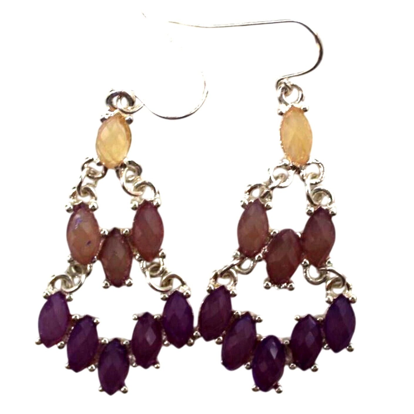 Other Yellow Purple Plastic Marquis Cut Dangle Earrings • 2" Drop Size ONE SIZE - 1 Thumbnail