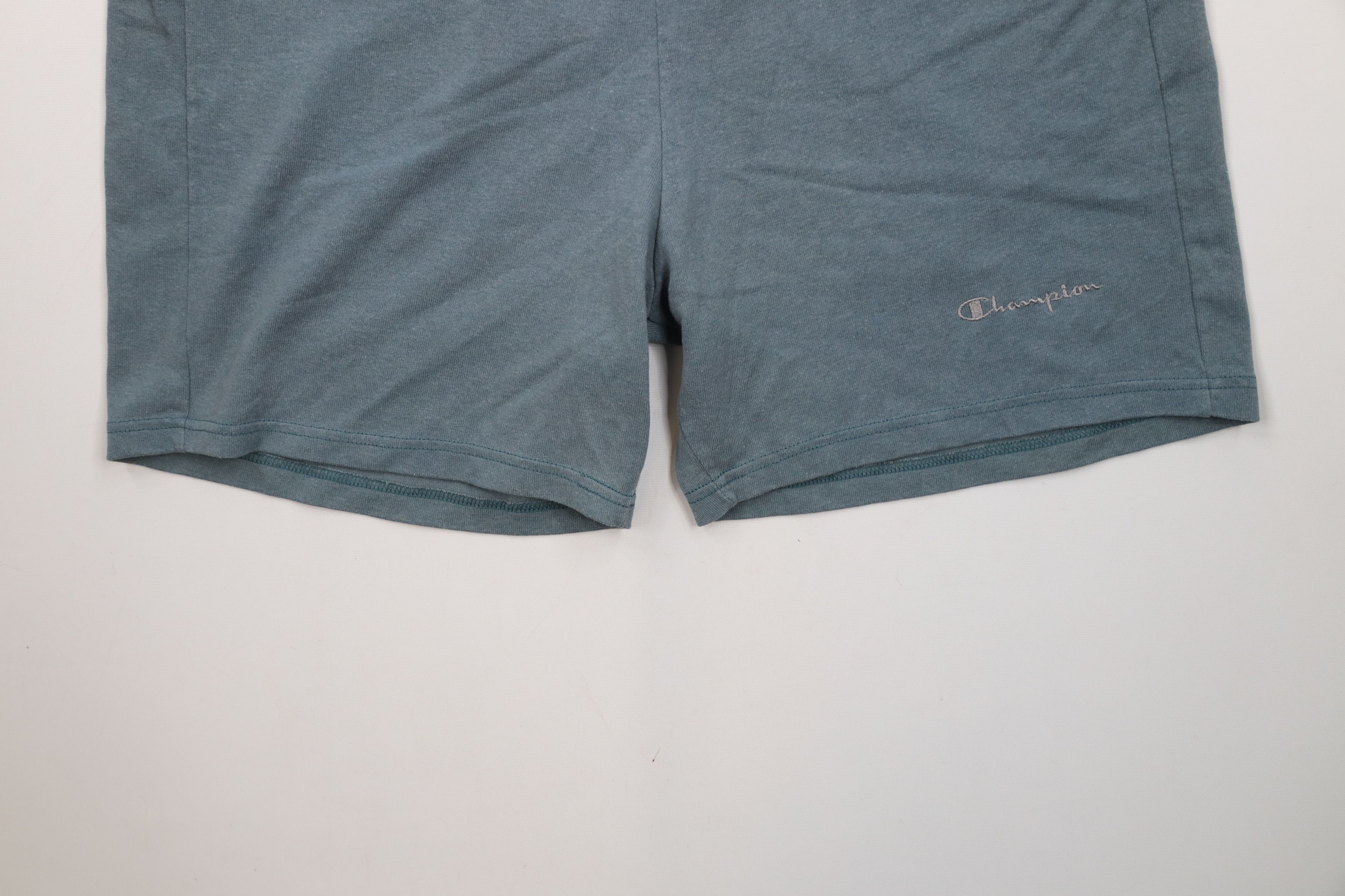 Champion × Vintage Vintage 80s 90s Champion Above Knee Shorts Teal Cotton AS IS Size US 36 / EU 52 - 4 Thumbnail