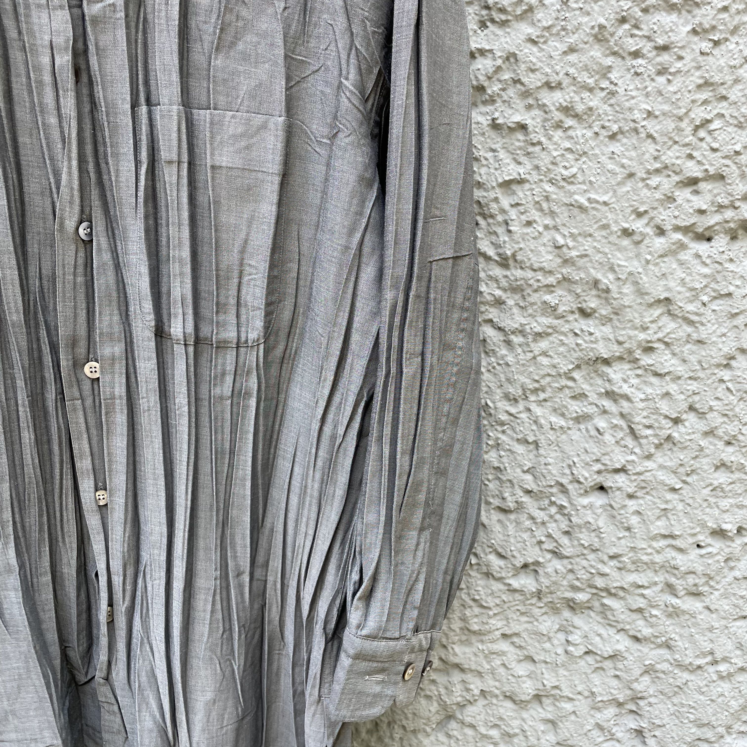 Issey Miyake Issey Miyake Grey Oversized Pleated Shirt Button Up Size US M / EU 48-50 / 2 - 4 Thumbnail
