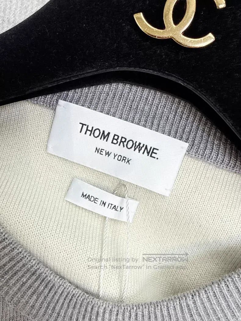 Thom Browne Thom Browne Grey whalebone ribbed crew-neck long-sleeve fo Size US XXS / EU 40 - 5 Thumbnail