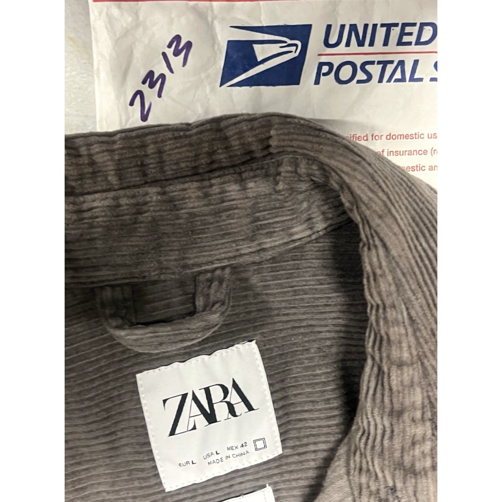 Zara Zara Blazer Women L Gray Corduroy Button Up Oversized Jacket Size L / US 10 / IT 46 - 8 Thumbnail