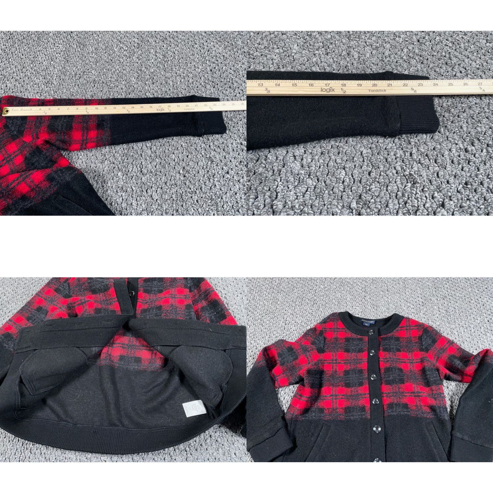Pendleton Pendleton Cardigan Women's Small Black Red Tartan Plaid Preppy Elegant Wool Knit Thick Lightweight Casual Classic Style Crew Neck Flat Size S / US 4 / IT 40 - 8 Thumbnail
