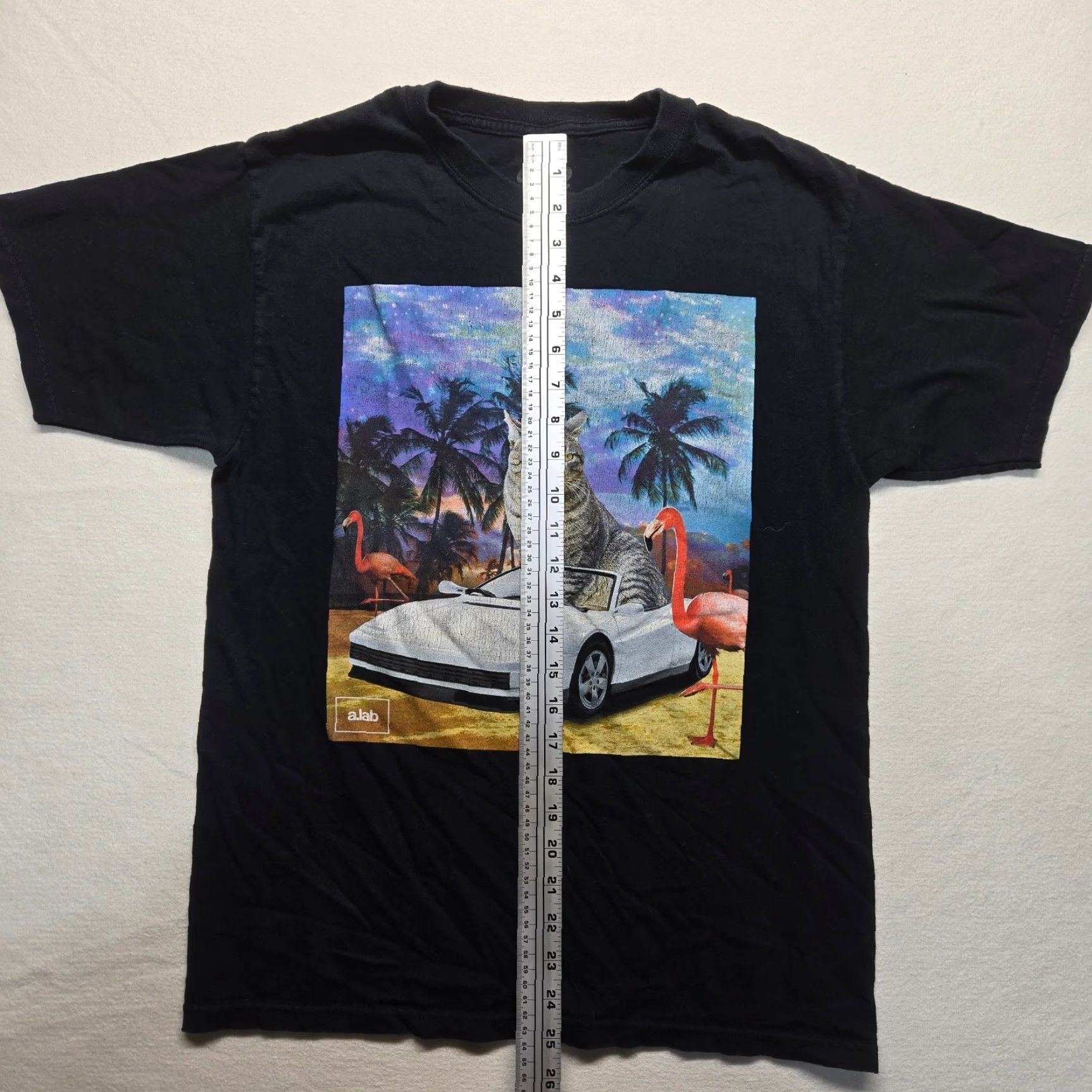 Vintage G Lab Tee Shirt Graphic Cat Flamingo Sports Car Black Adult M Medium Mens Shirt Size US M / EU 48-50 / 2 - 6 Thumbnail