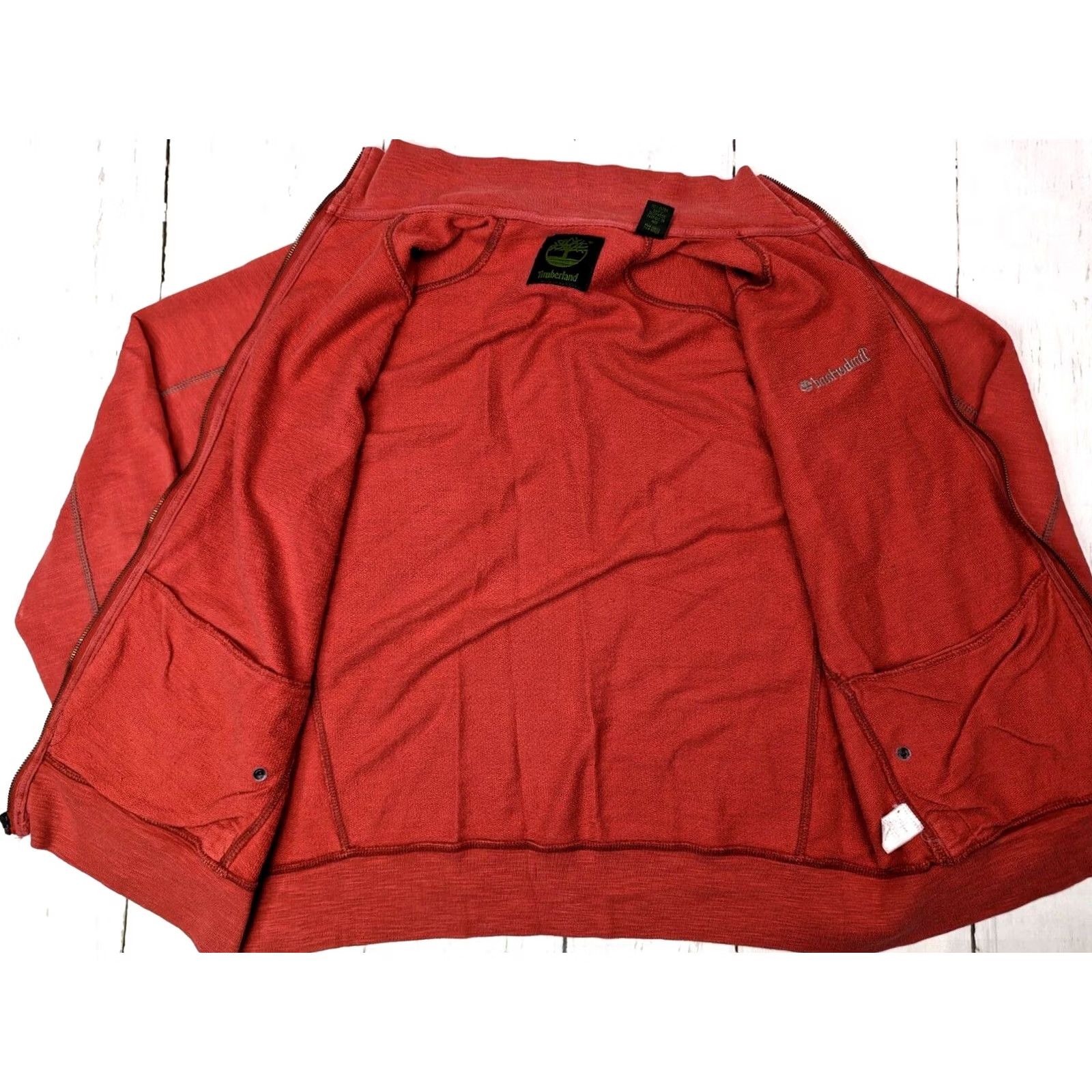 Timberland Timberland Full Zip Sweater Mens L Red Cotton Button Pocket Knit Pullover Jacket Size US L / EU 52-54 / 3 - 5 Thumbnail