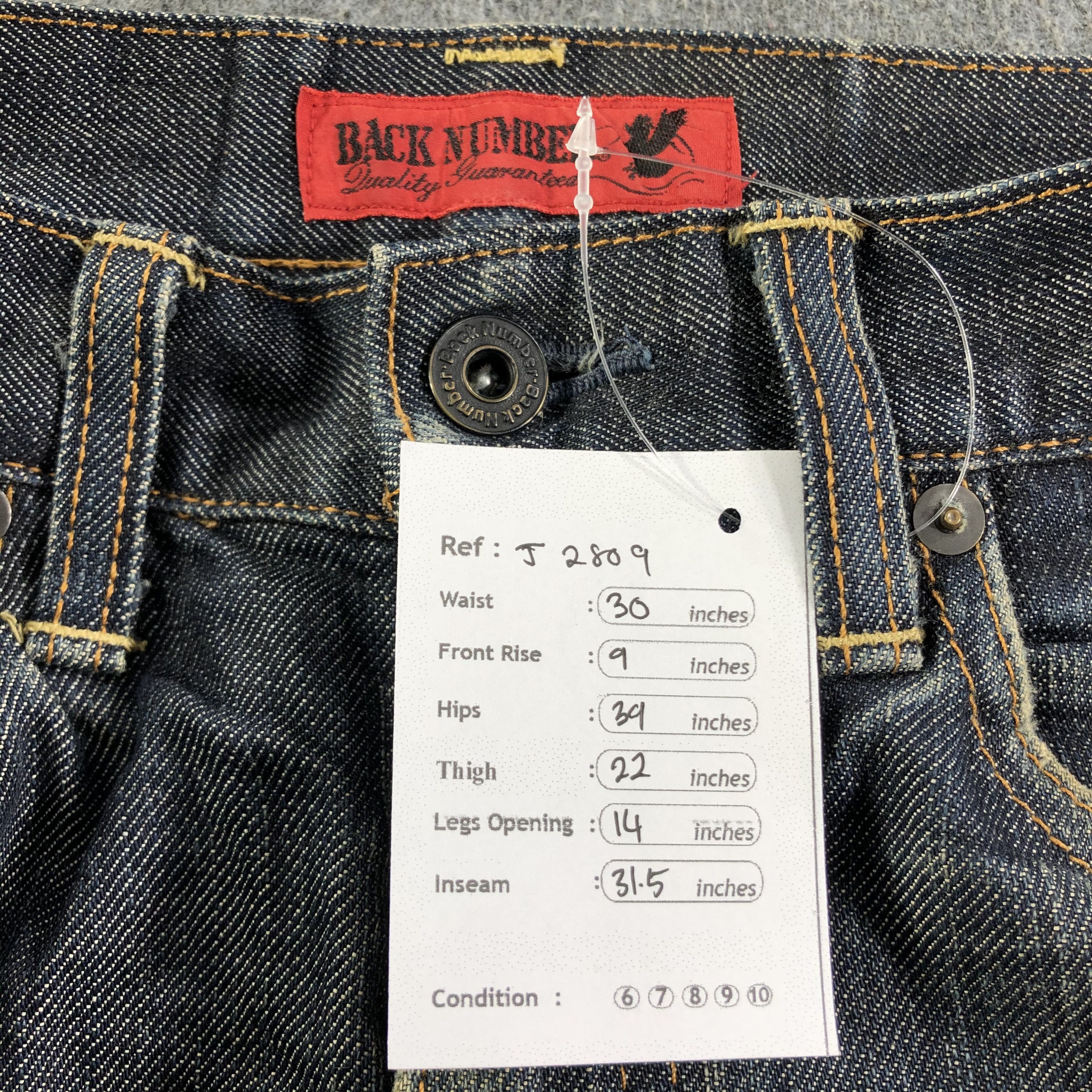 Japanese Brand Back Number Selvedge Jeans Faded Blue Denim -J2809 Size US 30 / EU 46 - 14 Thumbnail