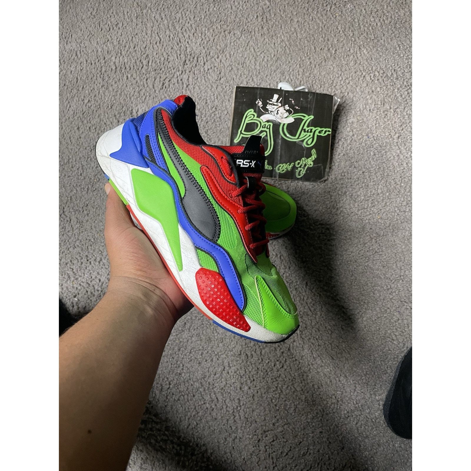 Size 10-Puma Mens Rs X 373418-01 Green Running Shoes