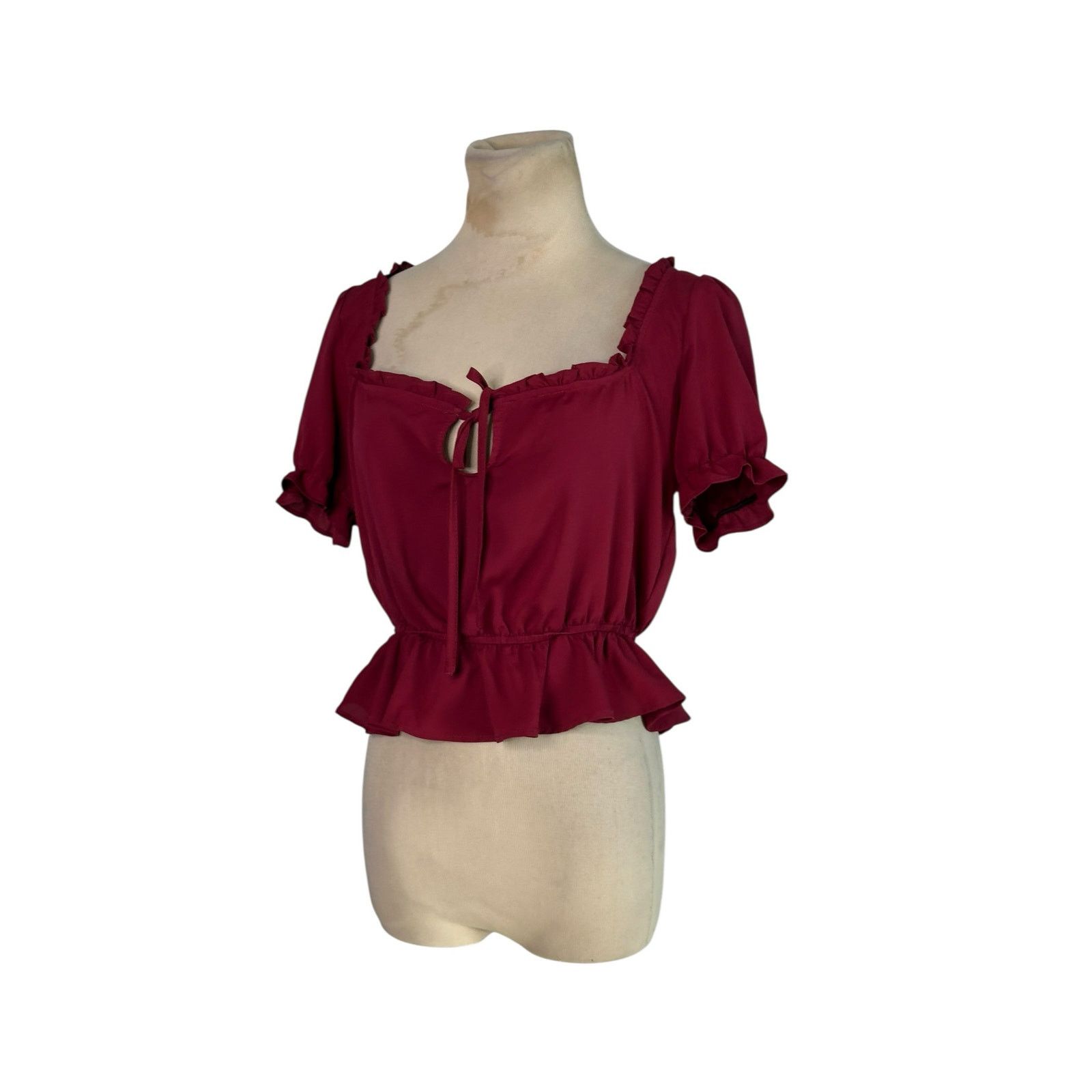 Urban Outfitters Urban Outfitters burgundy peplum blouse size medium Size M / US 6-8 / IT 42-44 - 11 Thumbnail