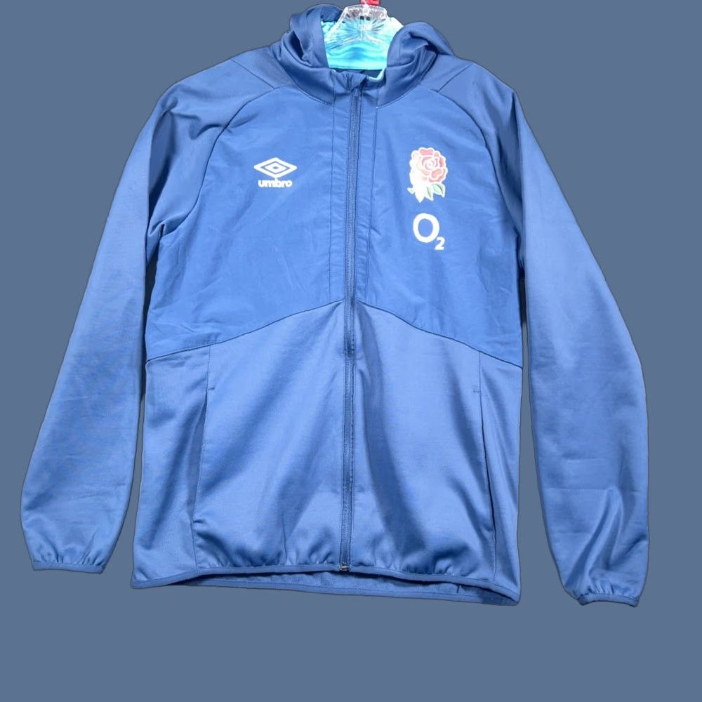 Umbro Umbro England Rugby Full Zip Long Sleeved Hoodie Training Top Mens L Blue Size US L / EU 52-54 / 3 - 1 Thumbnail