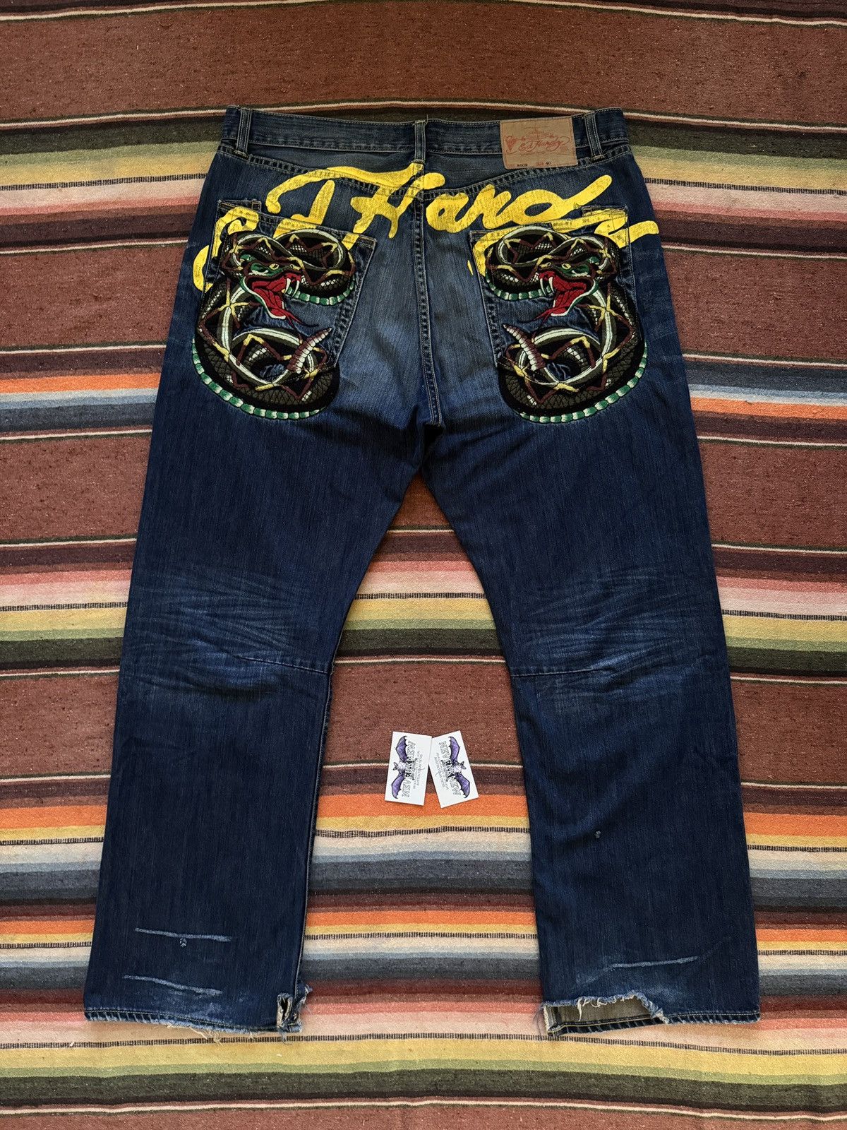 Ed Hardy Y2K 2009 Ed Hardy Rattlesnake Denim Baggy Jeans Size US 40 / EU 56 - 1 Thumbnail