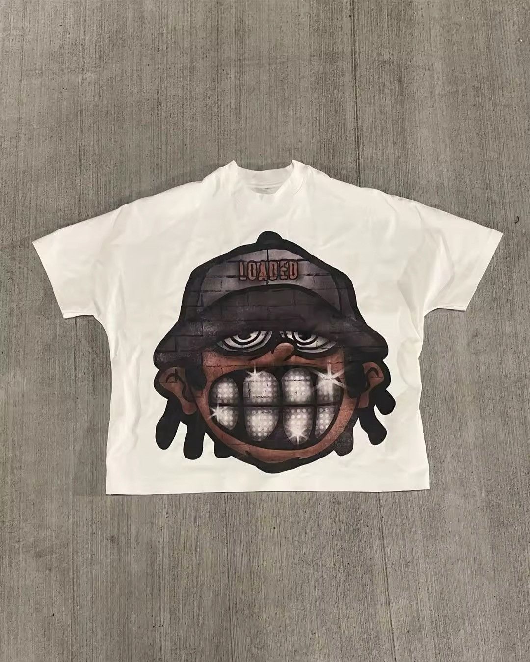 Japanese Brand Cartoon Characters Face Teeth Printed Streetwear T Shirt Size US M / EU 48-50 / 2 - 1 Thumbnail