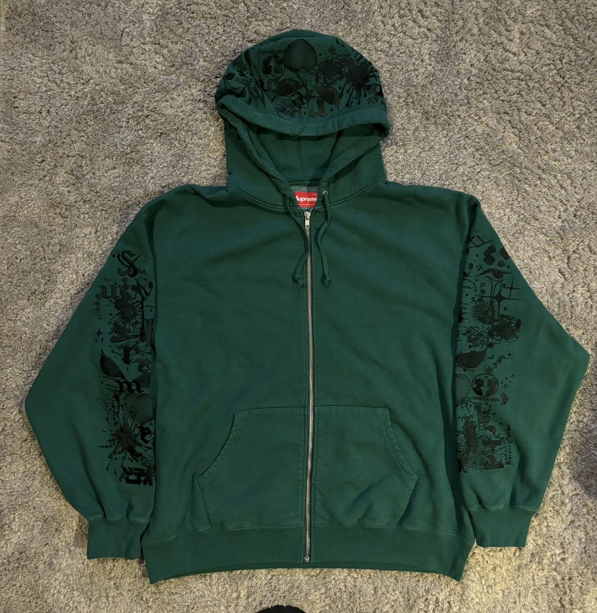 image of Supreme Aoi Zip Up Hooded Sweatshirt in Teal, Men's (Size XL)